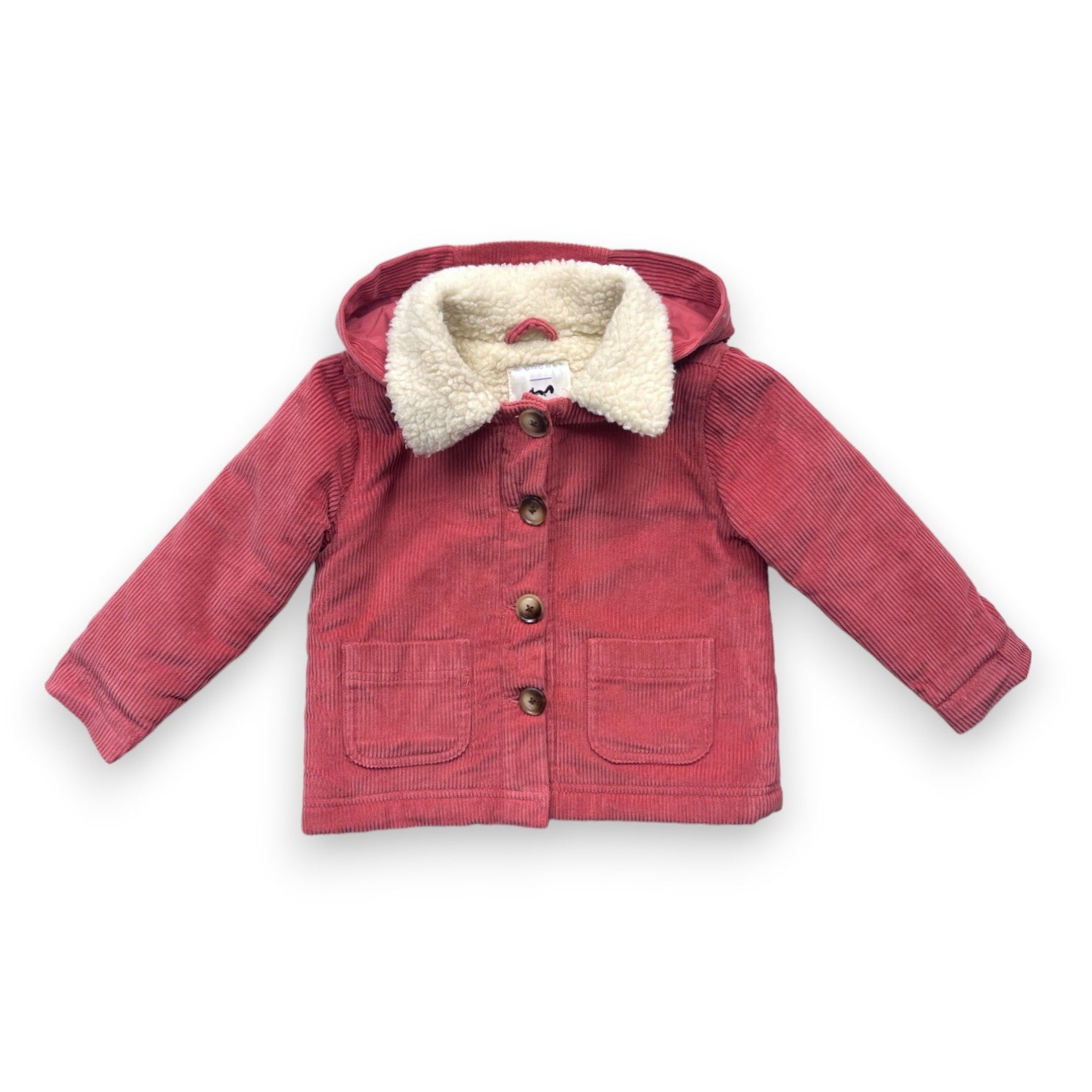 CYRILLUS - Veste à capuche en velours rose  - 3 ans