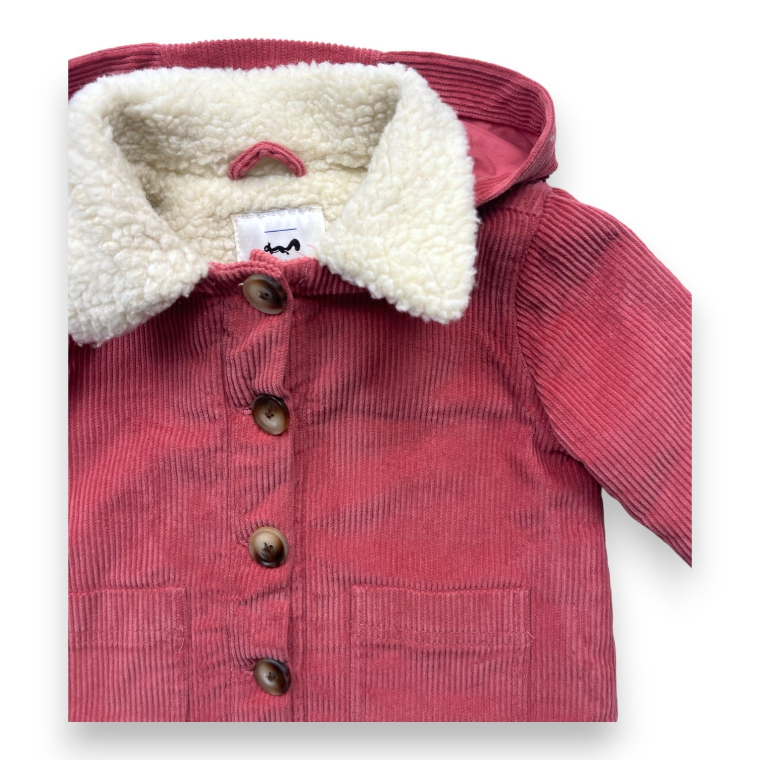 CYRILLUS - Veste à capuche en velours rose  - 3 ans