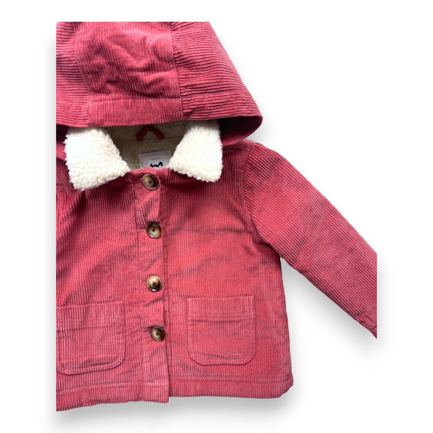 CYRILLUS - Veste à capuche en velours rose  - 3 ans