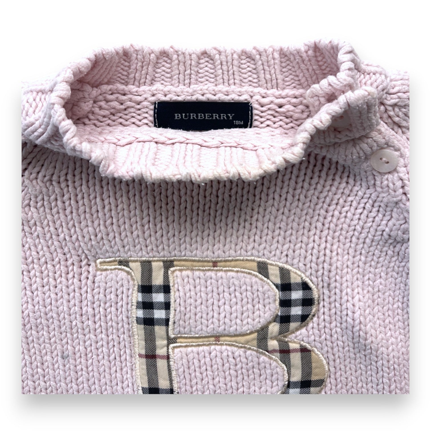 BURBERRY - Pull rose "B" - 18 mois