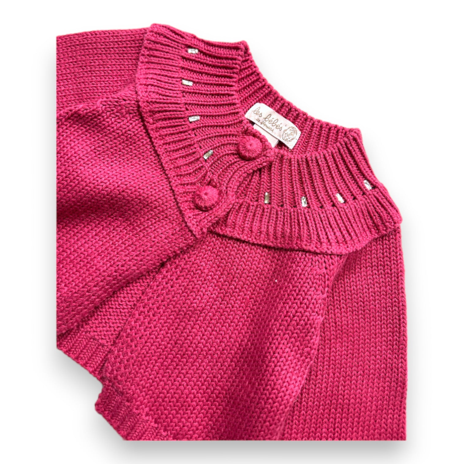 LES BEBES DE FLORIANE - Cardigan rose avec brillants - 12 mois