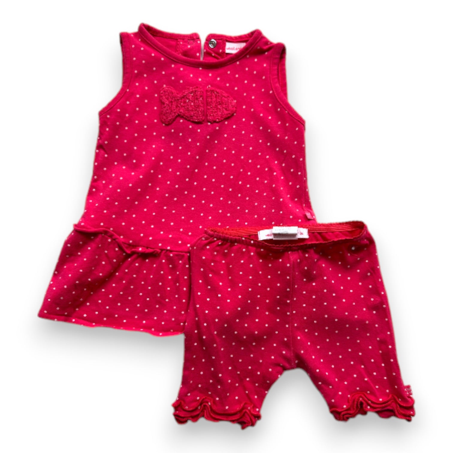 WEEK-END A LA MER - Ensemble robe et legging rose à pois - 6 mois