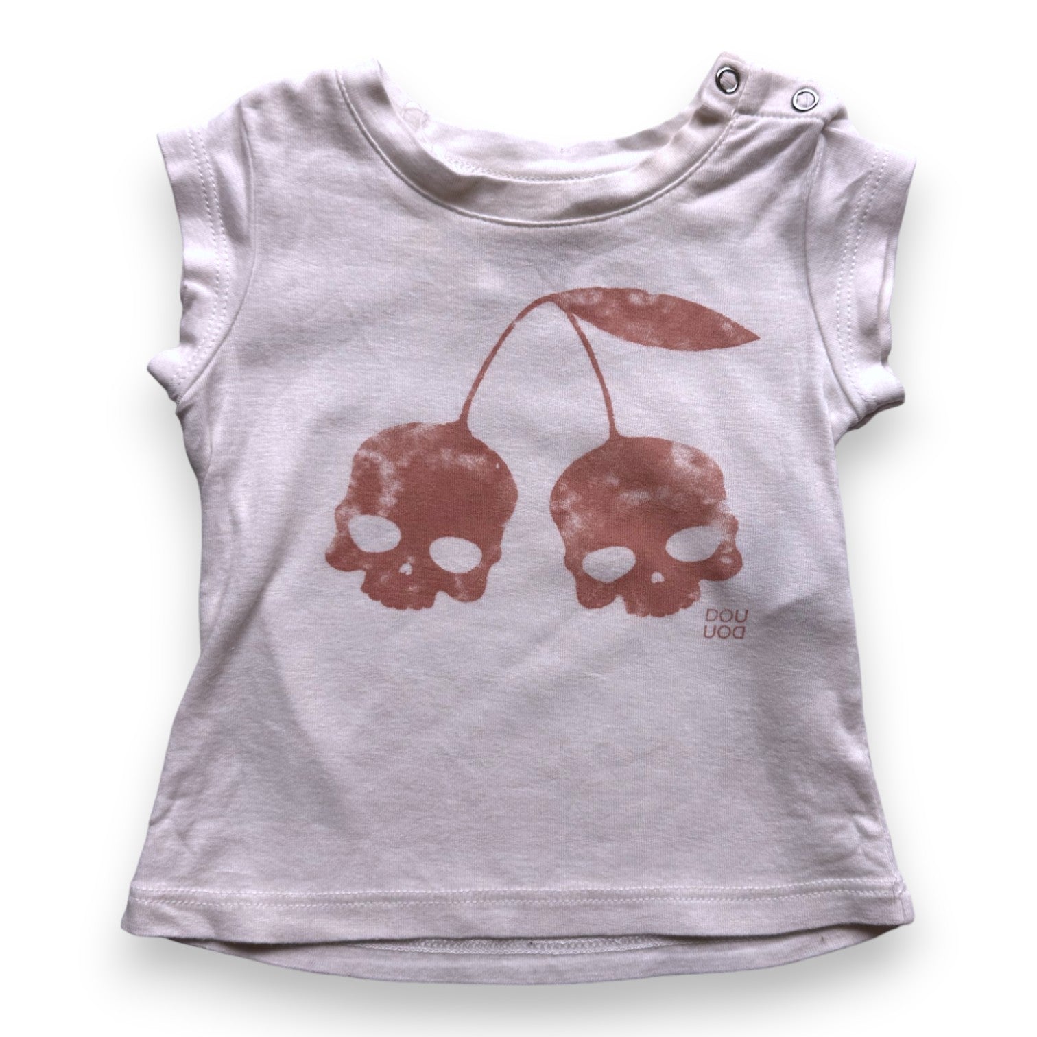 DOUUOD - T shirt blanc cerises têtes de mort - 6 mois