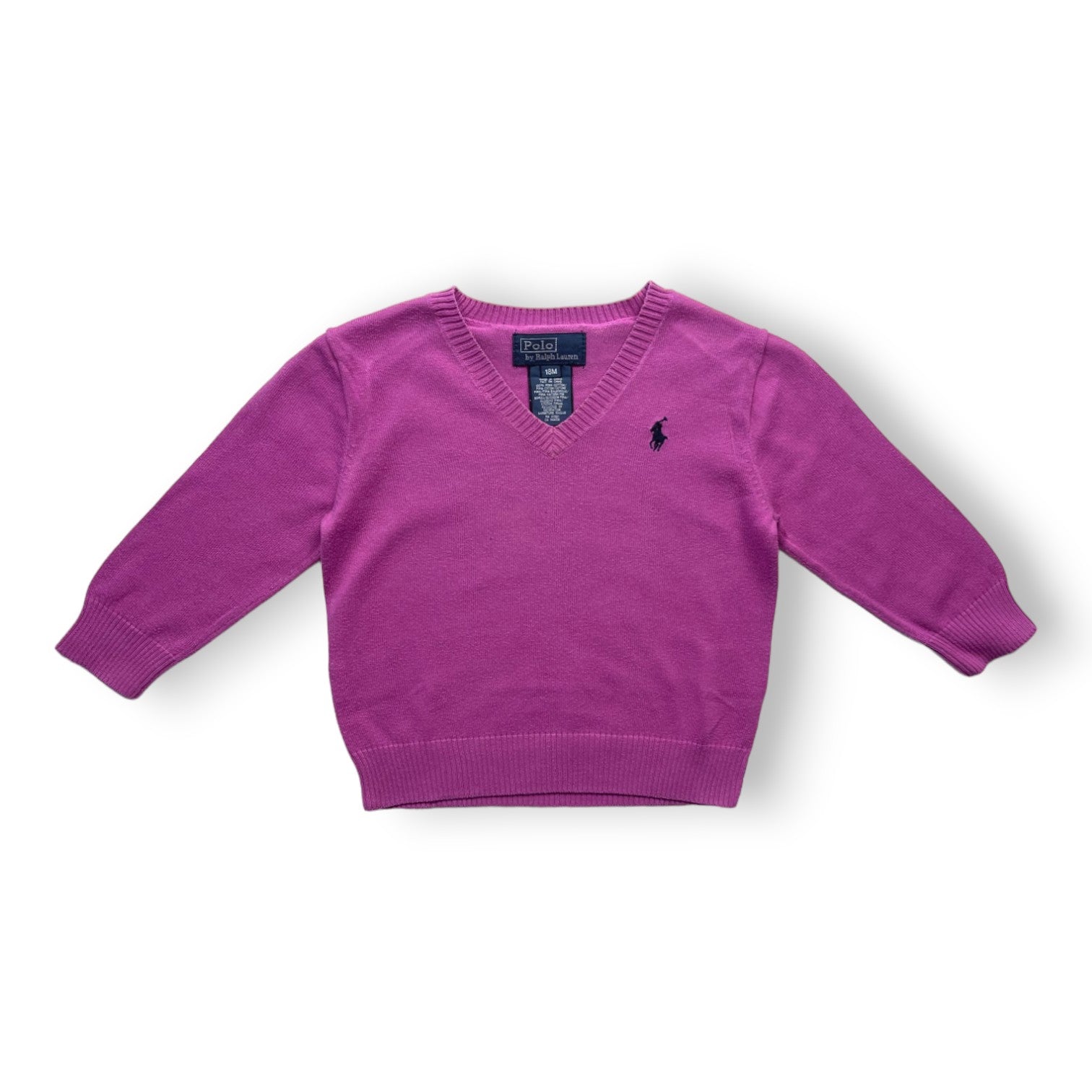 RALPH LAUREN - Pull col V violet - 18 mois