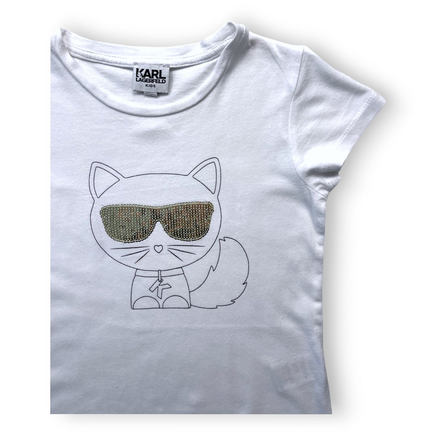 KARL LAGERFELD - Ensemble t shirt blanc et jupe verte - 6 ans