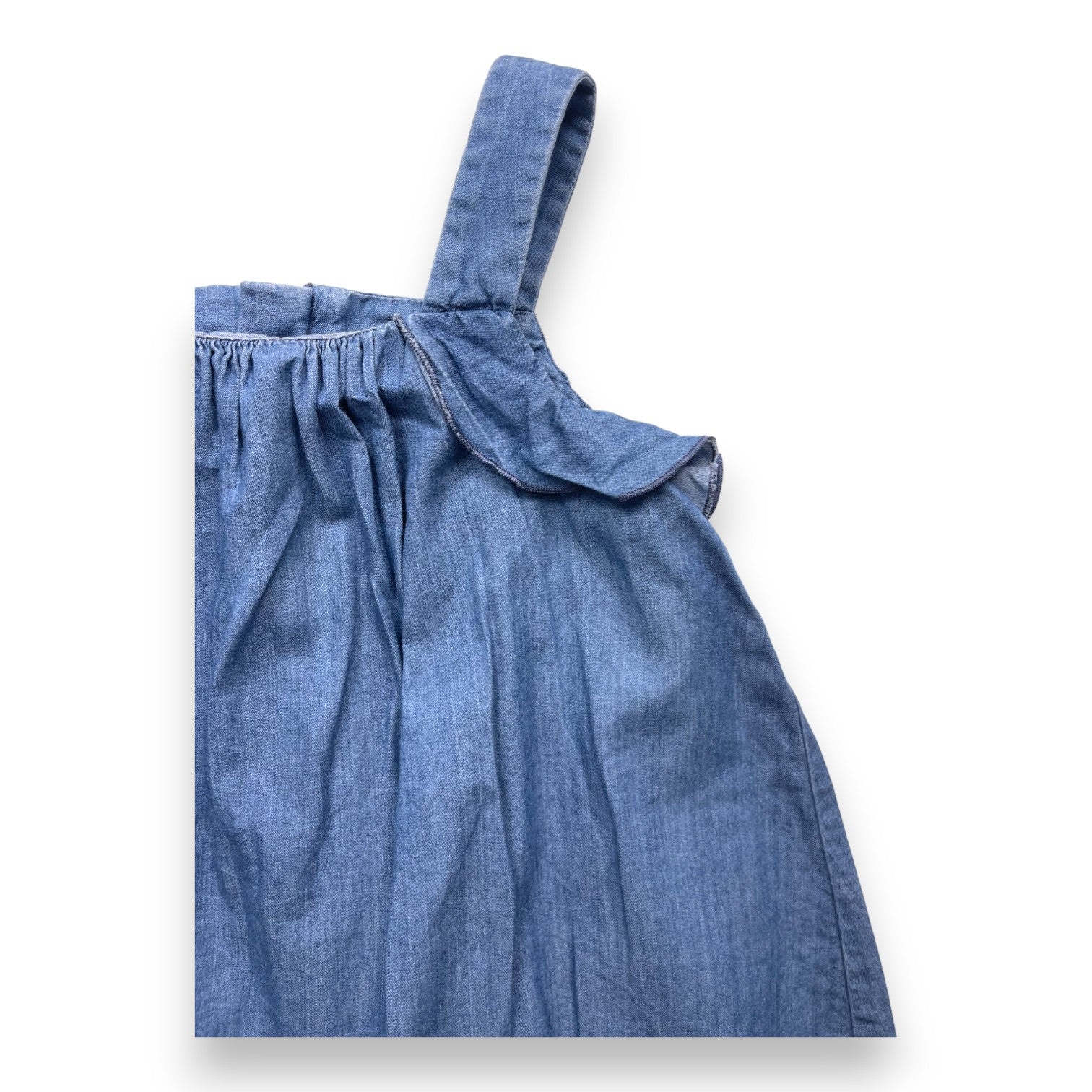 CHLOE - Barboteuse/robe bleu denim à bretelles - 18 mois