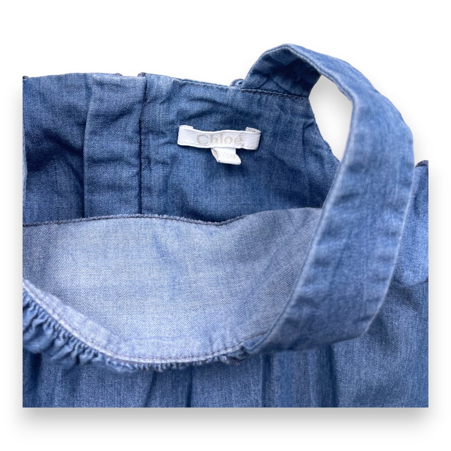 CHLOE - Barboteuse/robe bleu denim à bretelles - 18 mois