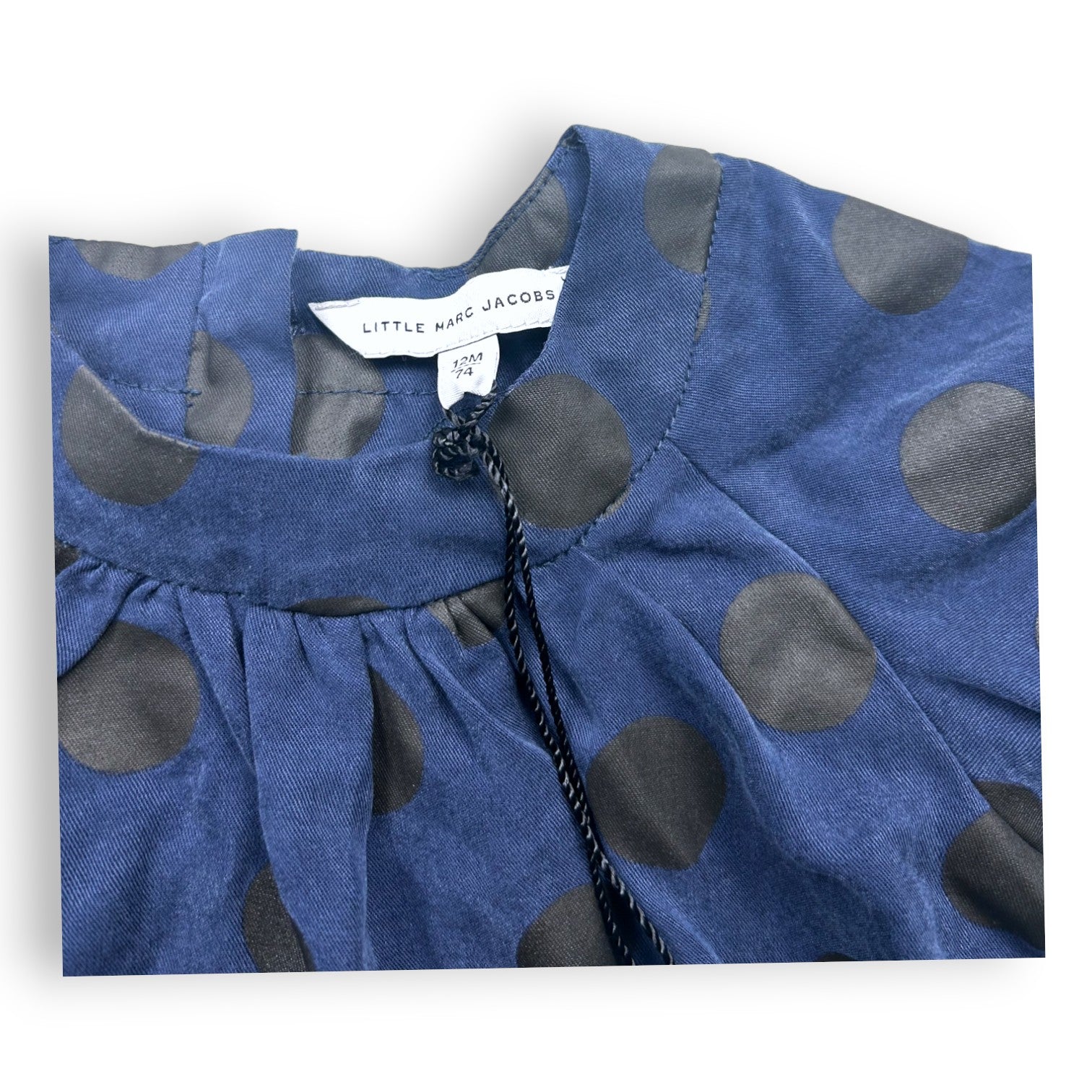 LITTLE MARC JACOBS -  Blouse bleu marine à pois noir (neuf) - 12 mois