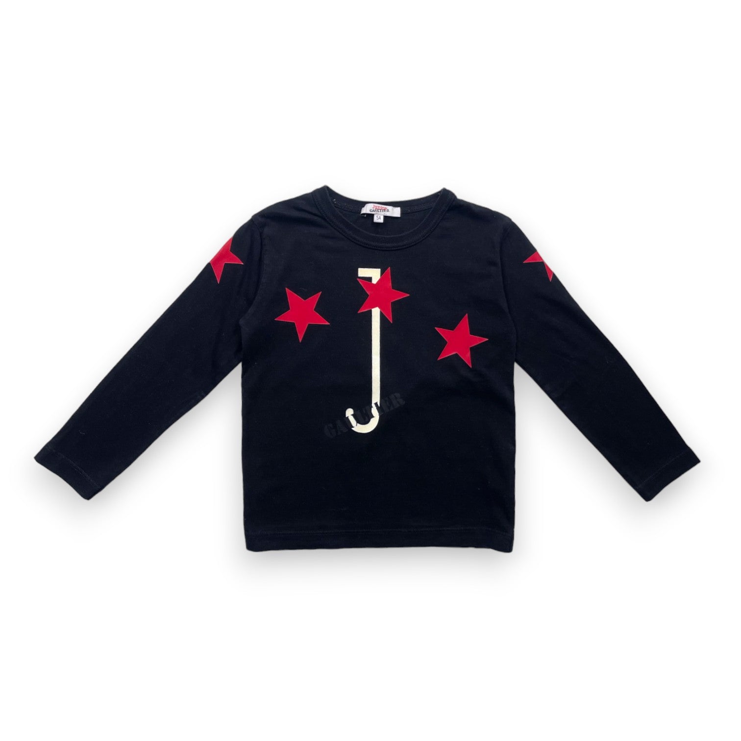 JUNIOR GAULTIER - T shirt manches longues noir étoiles rouges - 5 ans