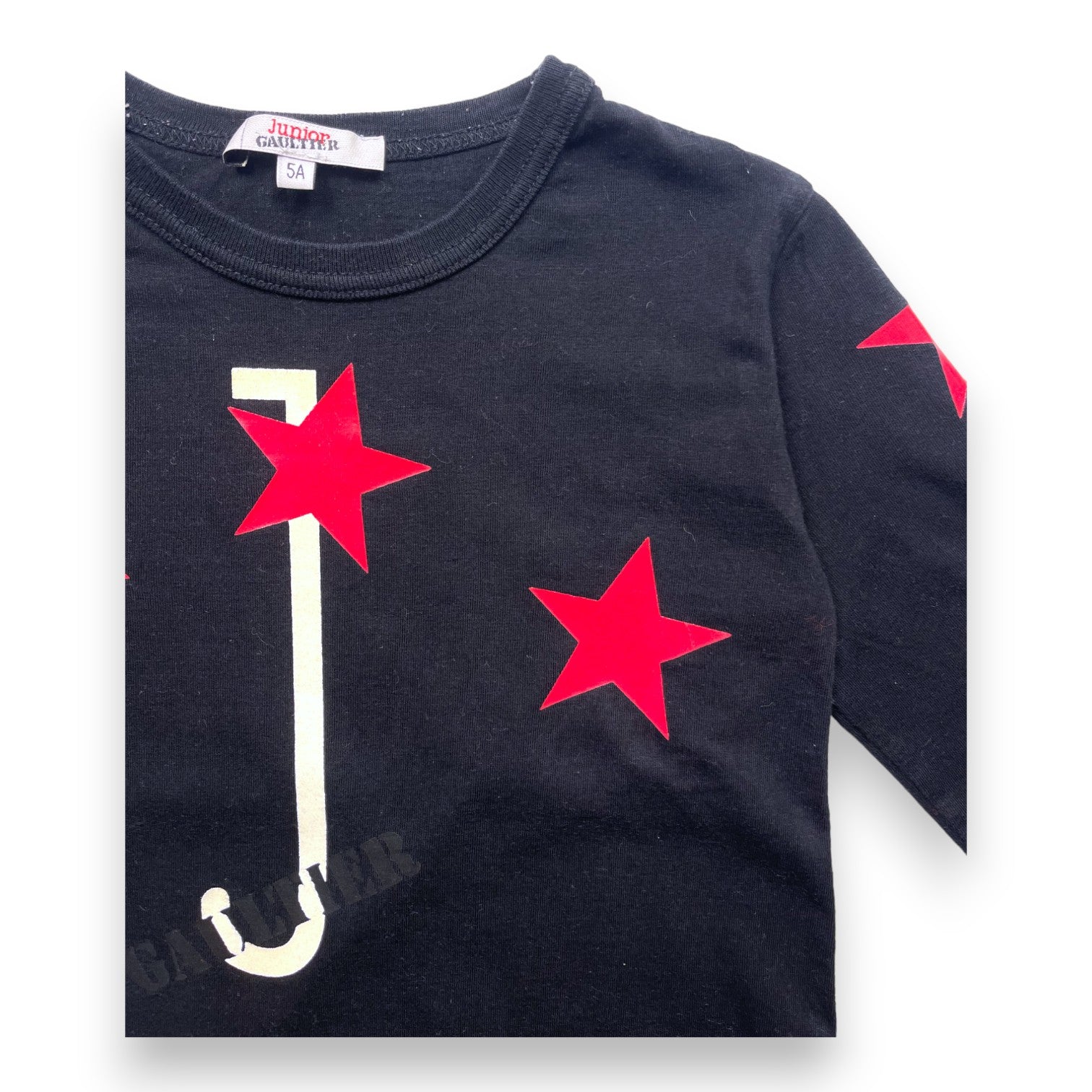 JUNIOR GAULTIER - T shirt manches longues noir étoiles rouges - 5 ans