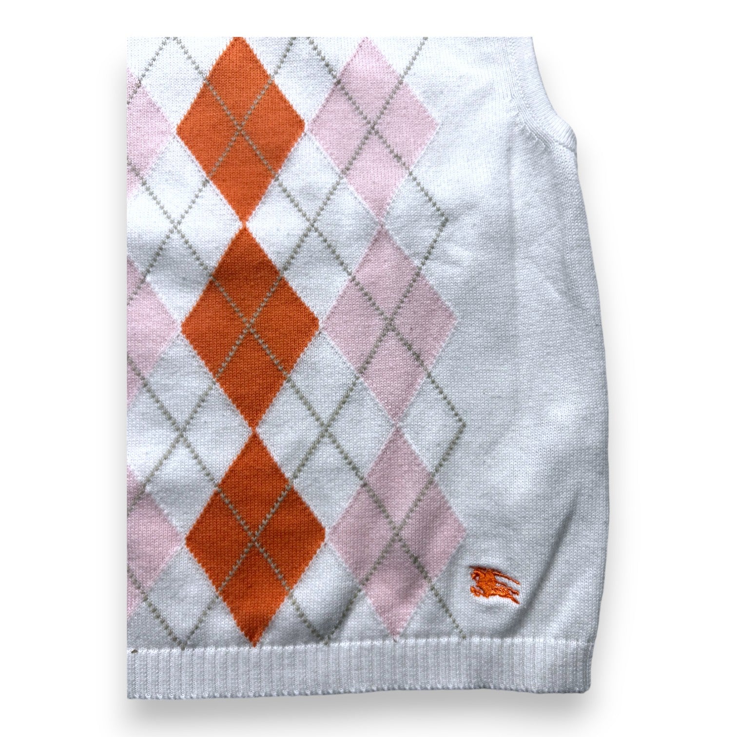 BURBERRY - Pull sans manche blanc à carreaux rose et orange - 6 ans