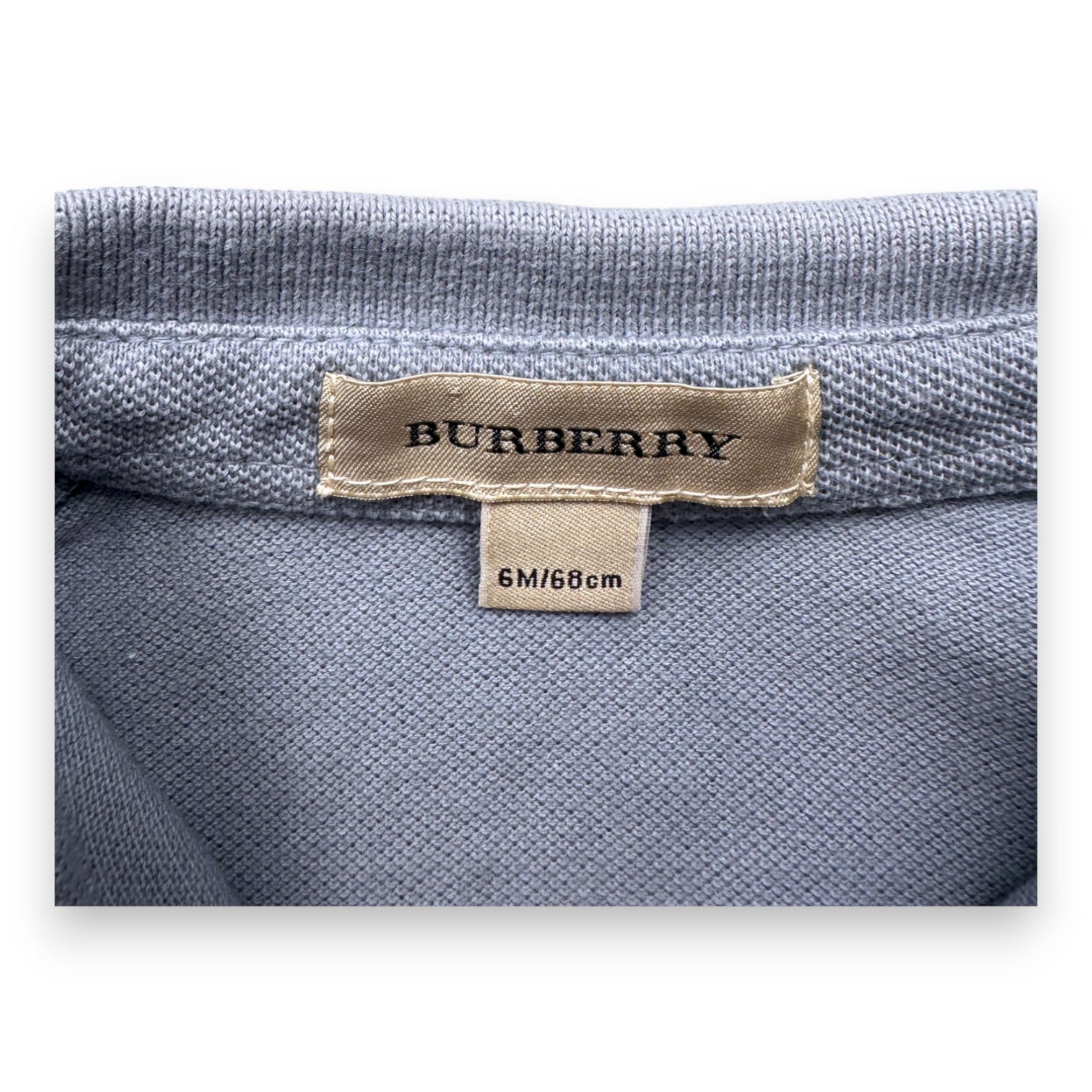 BURBERRY - Polo manches longues gris - 6 mois