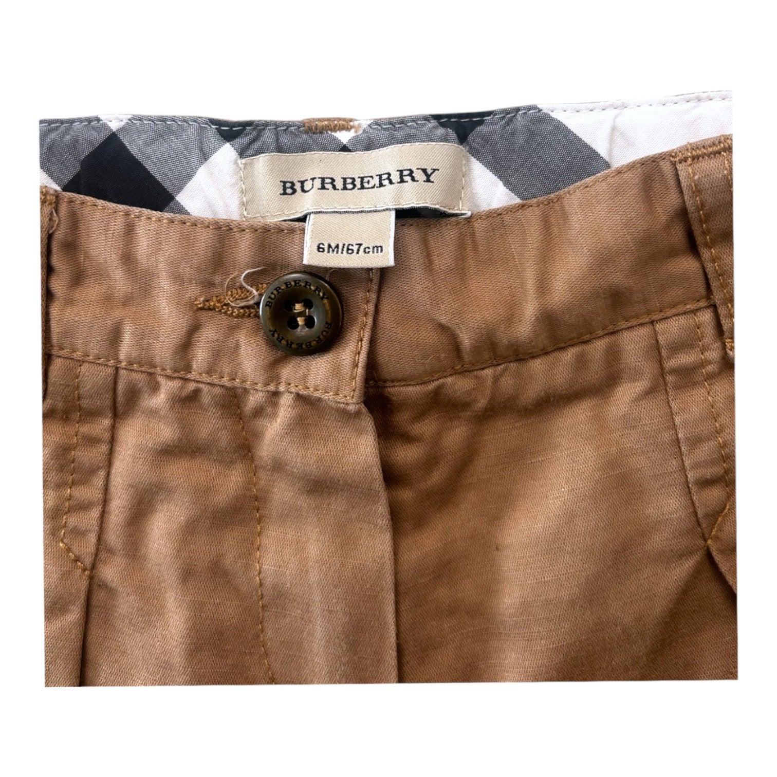 BURBERRY - Short marron en lin - 6 mois