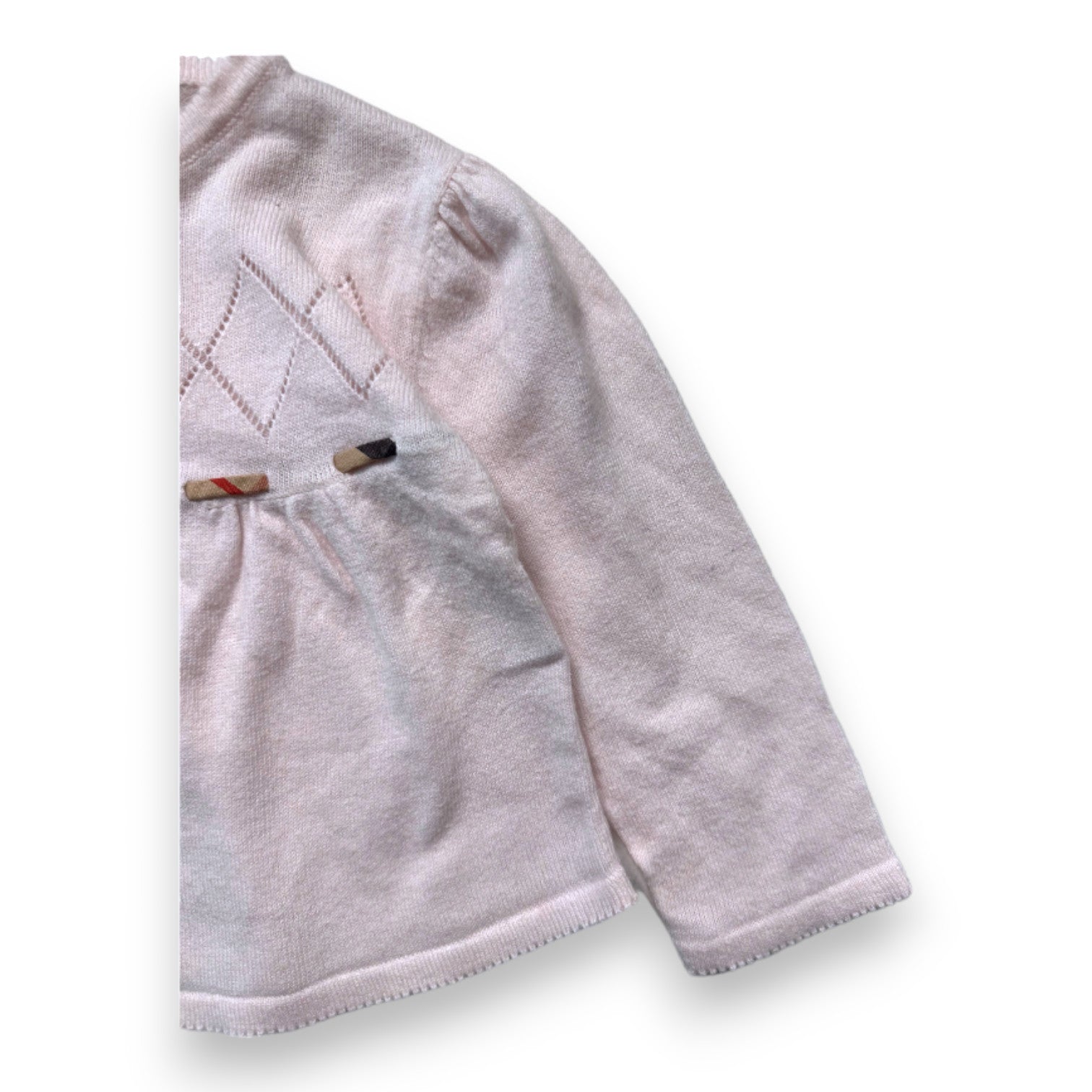 BURBERRY - Cardigan en cachemire rose avec détails - 9 mois