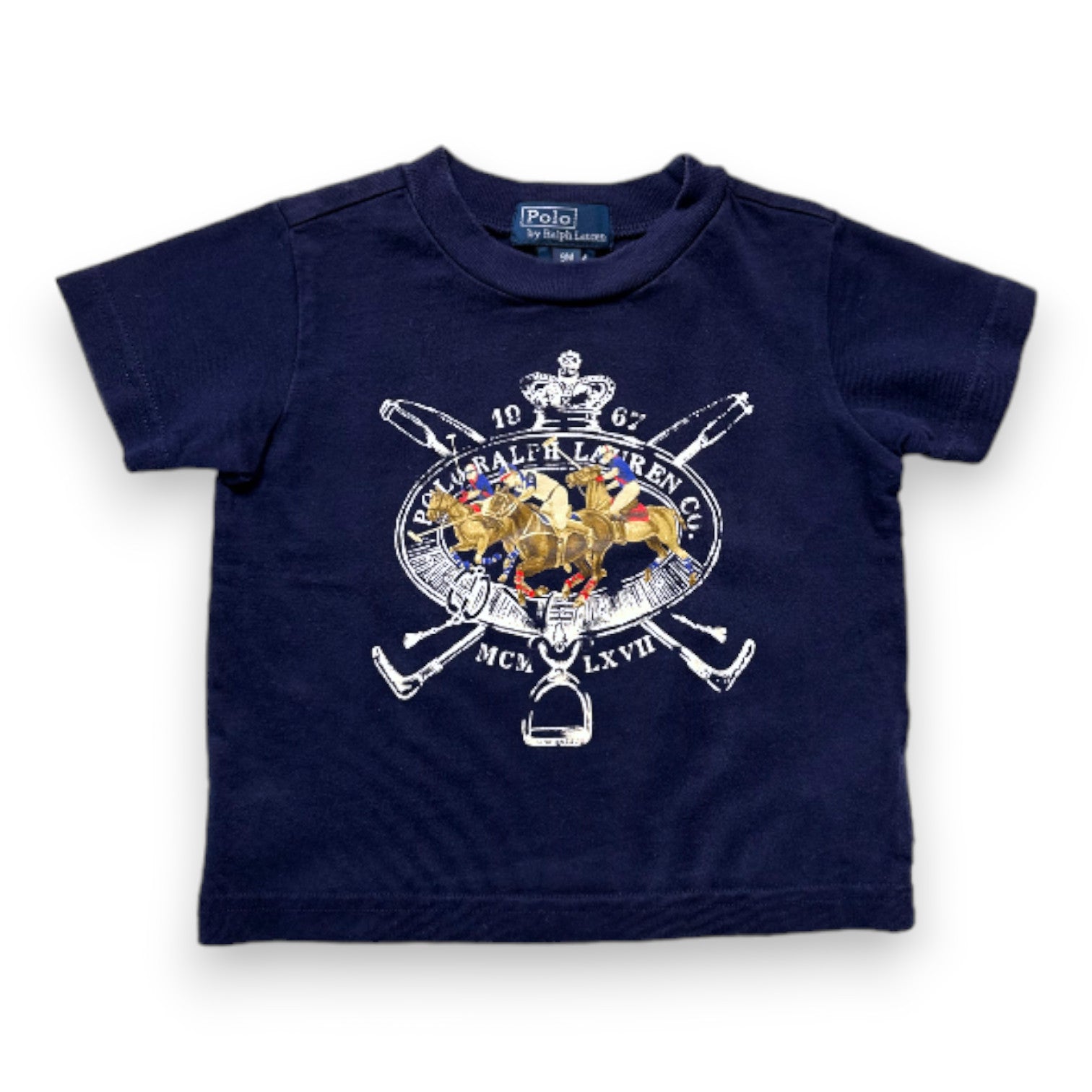 RALPH LAUREN - T-shirt bleu marine avec imprimé Ralph Lauren - 9 mois