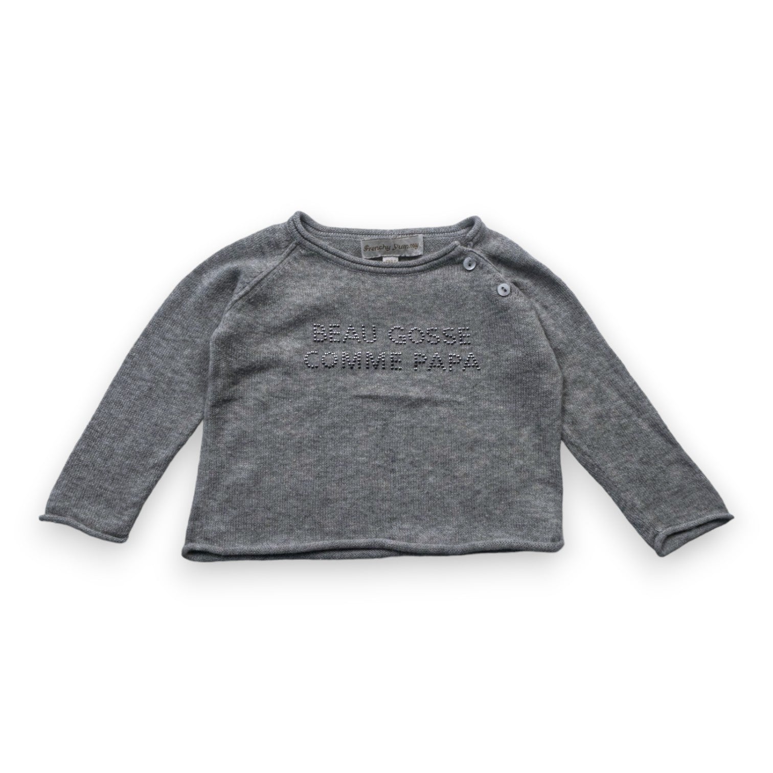 FRENCHY YUMMY - Pull gris avec détail - 6 mois