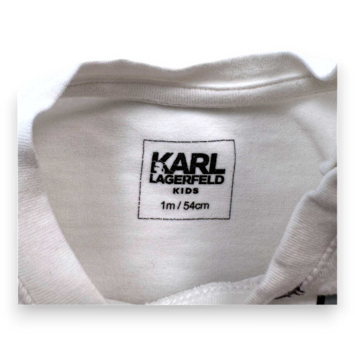 KARL LAGERFELD - T-shirt à manches longues blanc avec imprimé cravate - 1 mois