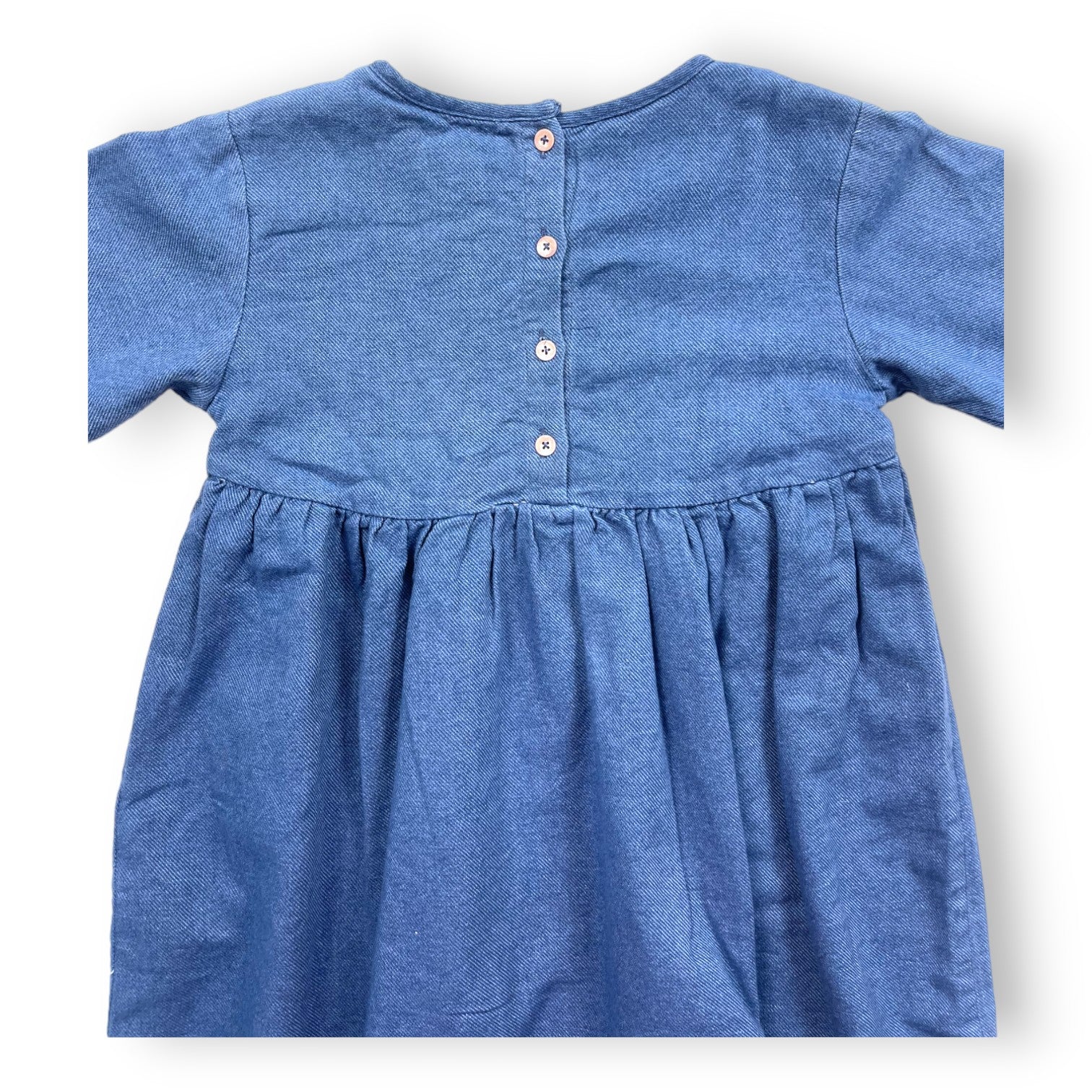 LOUISE MISHA - Robe bleu denim à details blancs et dentelle - 8 ans