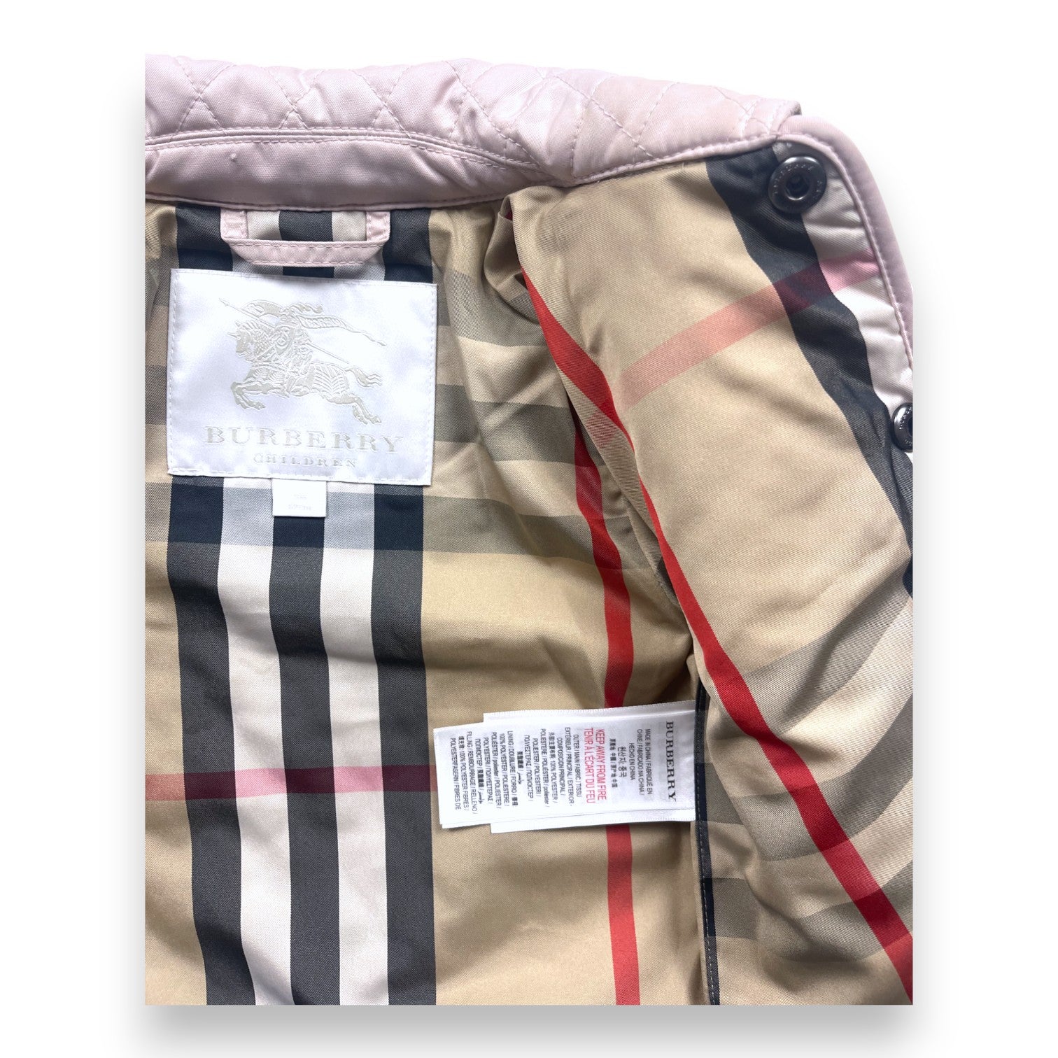 BURBERRY - Veste matelassée rose - 3 mois