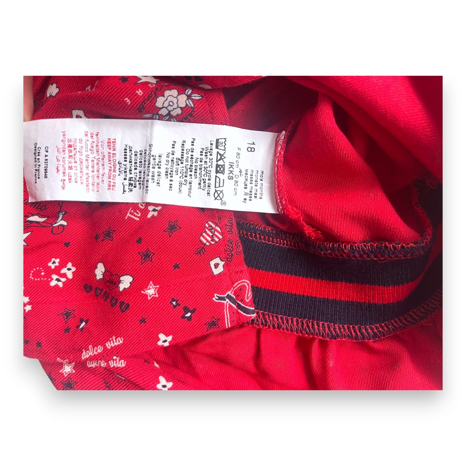 IKKS - Robe rouge à motifs - 18 mois