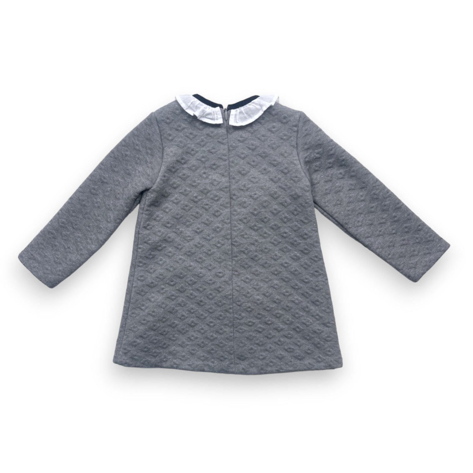 TARTINE & CHOCOLAT - Robe grise manches longues col blanc - 2 ans