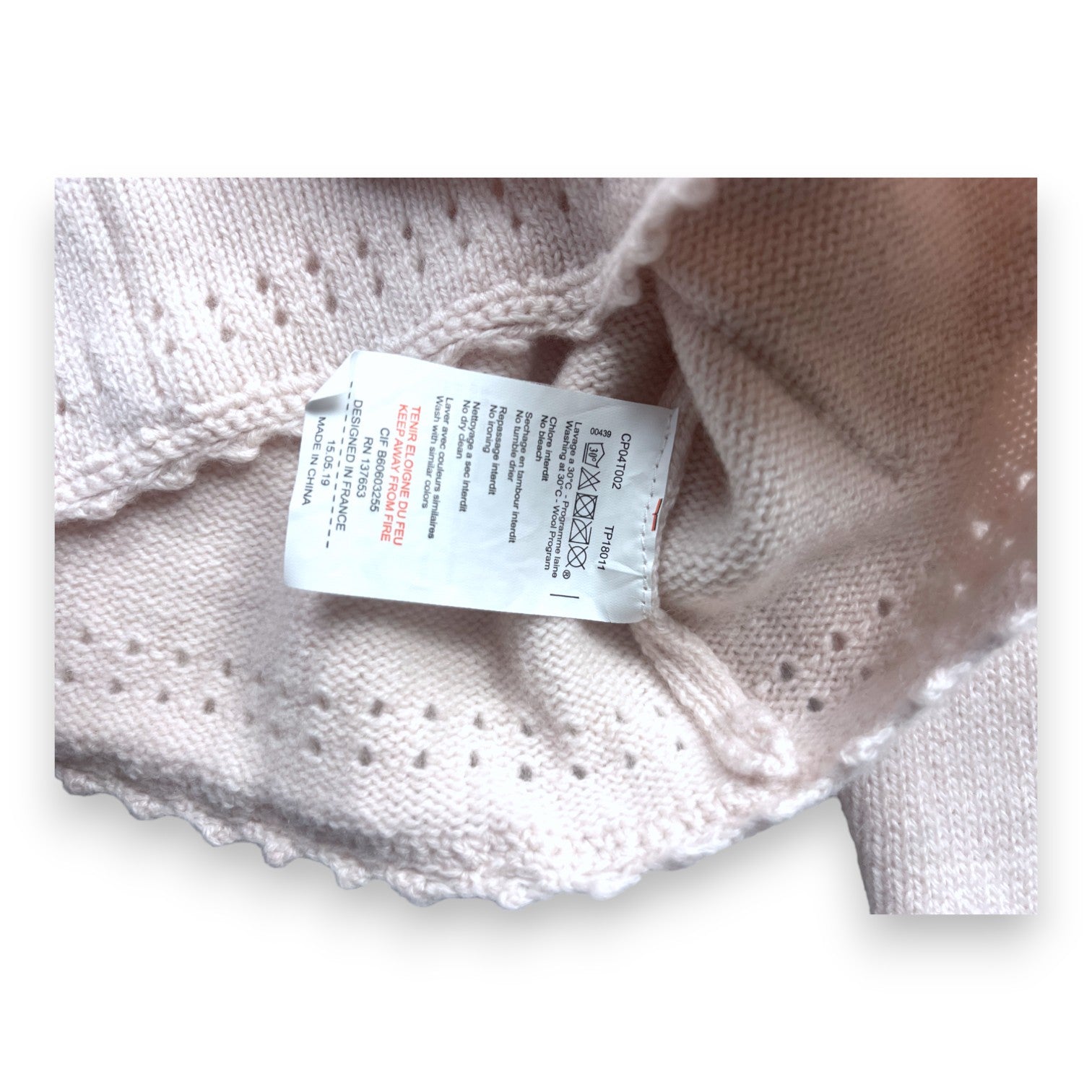 TARTINE & CHOCOLAT - Cardigan rose clair en cachemire - 2 ans