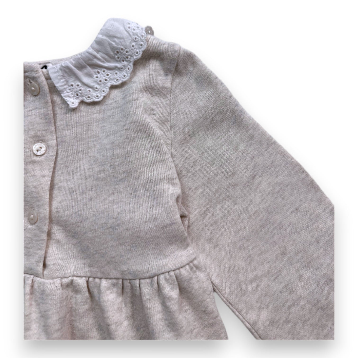 CYRILLUS - Robe beige avec col en dentelle - 2 ans