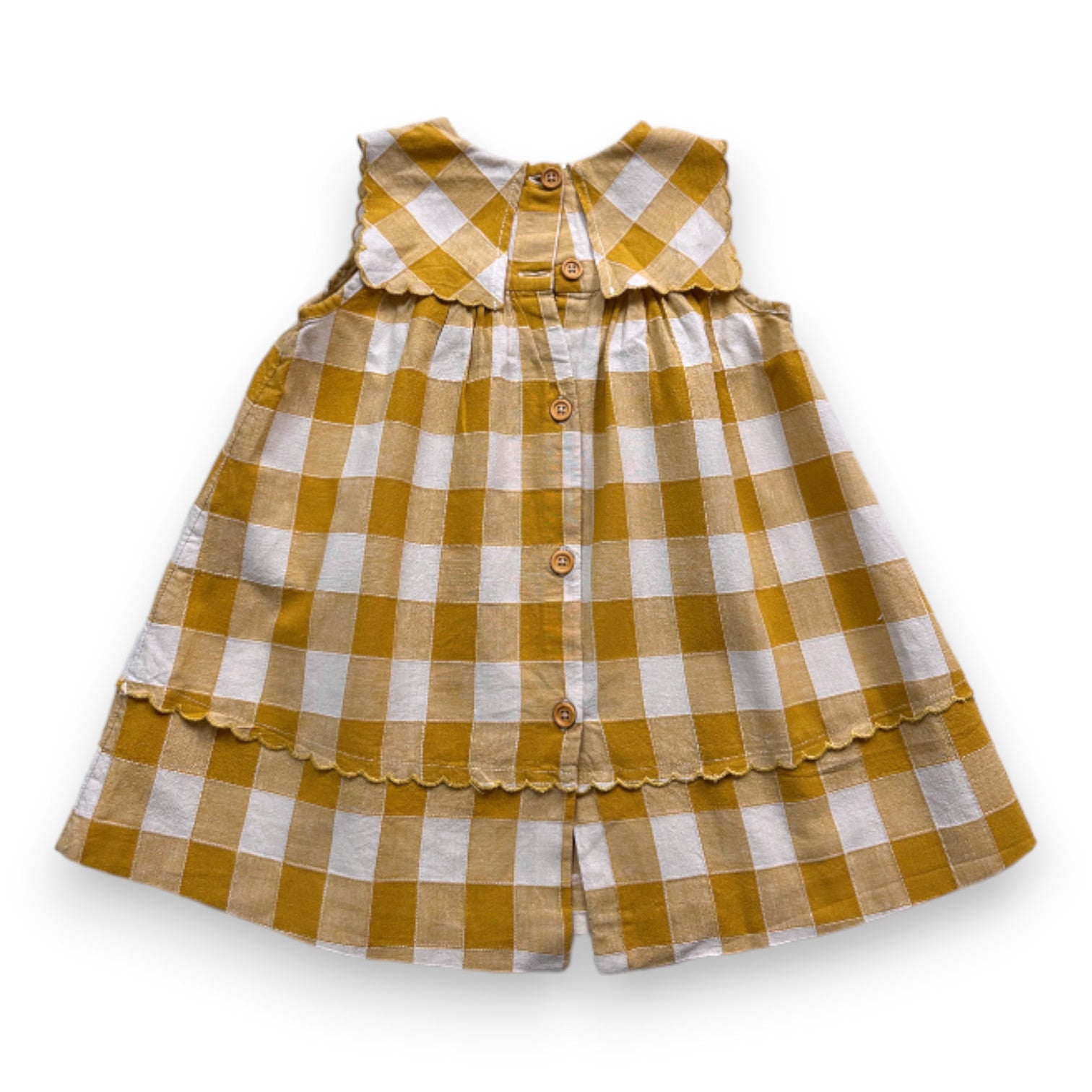 CYRILLUS - Robe vichy jaune et blanche - 2 ans