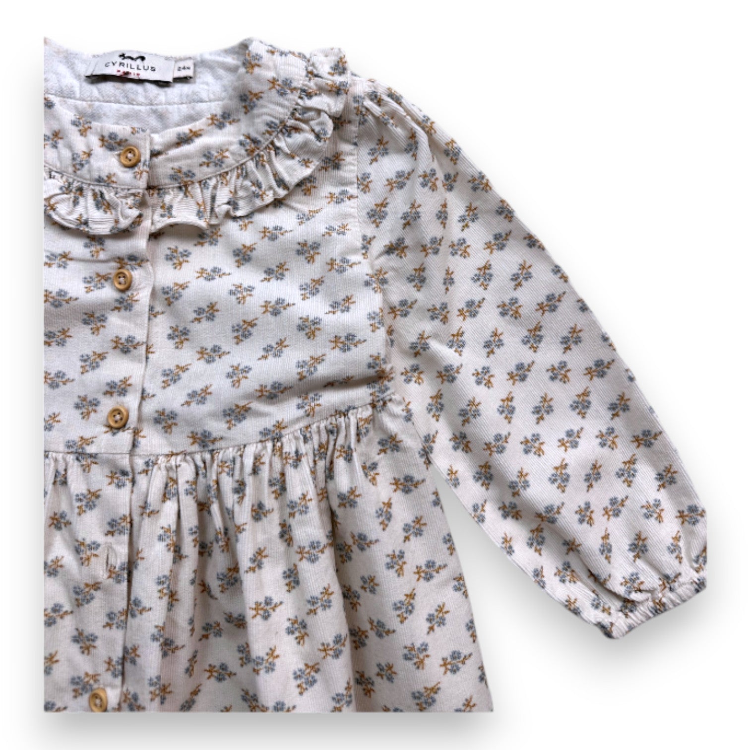 CYRILLUS - Robe blanche à fleurs - 2 ans