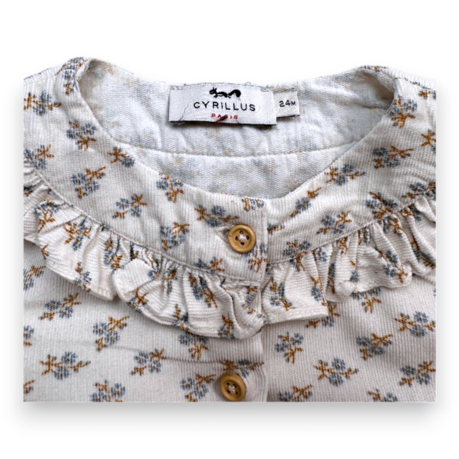 CYRILLUS - Robe blanche à fleurs - 2 ans