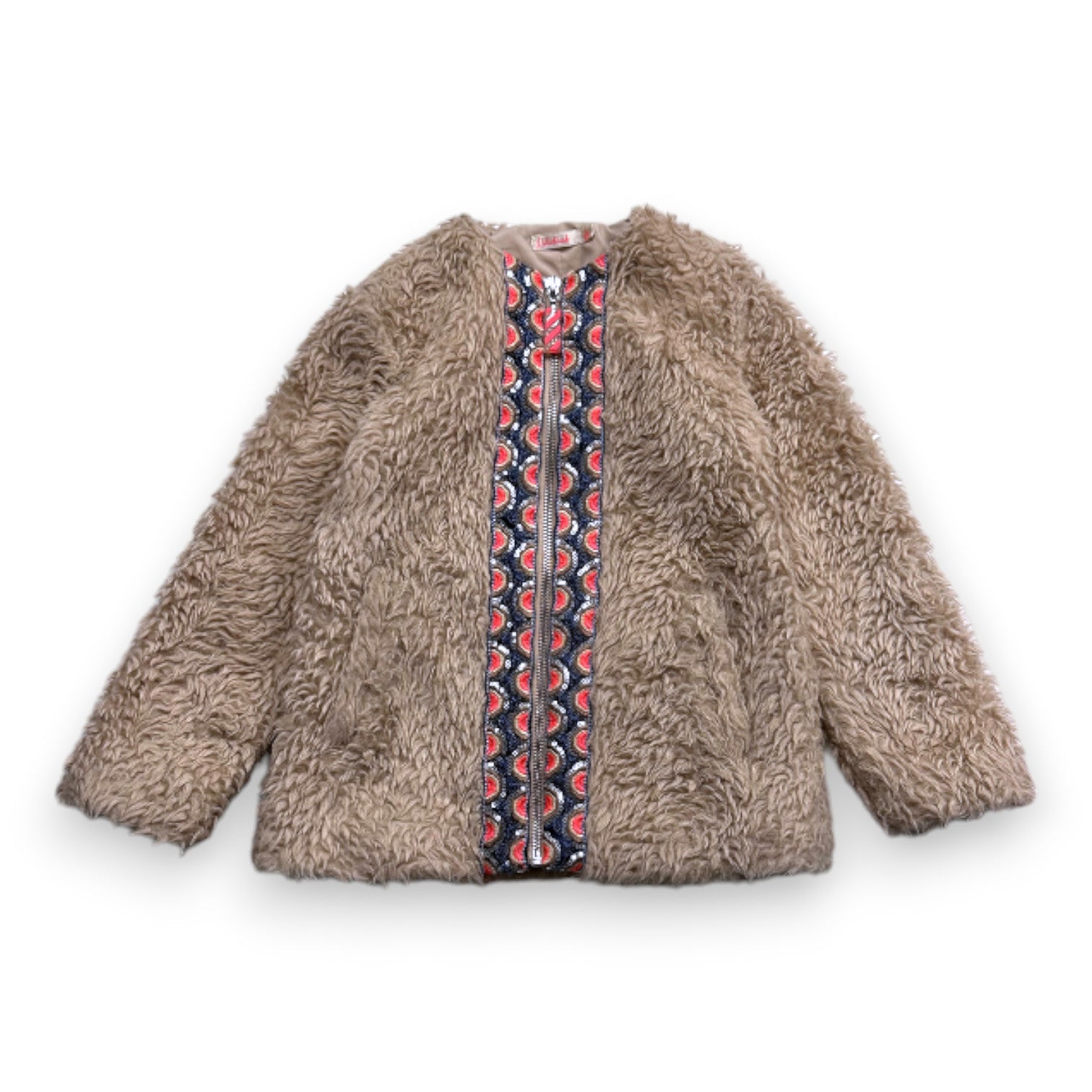 Billieblush - Veste à fourrure crème avec broderies - 4 ans