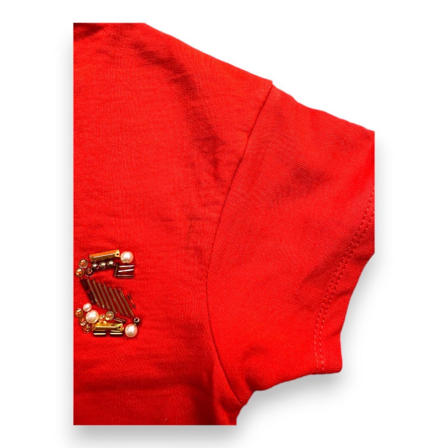 MARC JACOBS - T-shirt rouge à manches courtes avec broderies - 6 ans