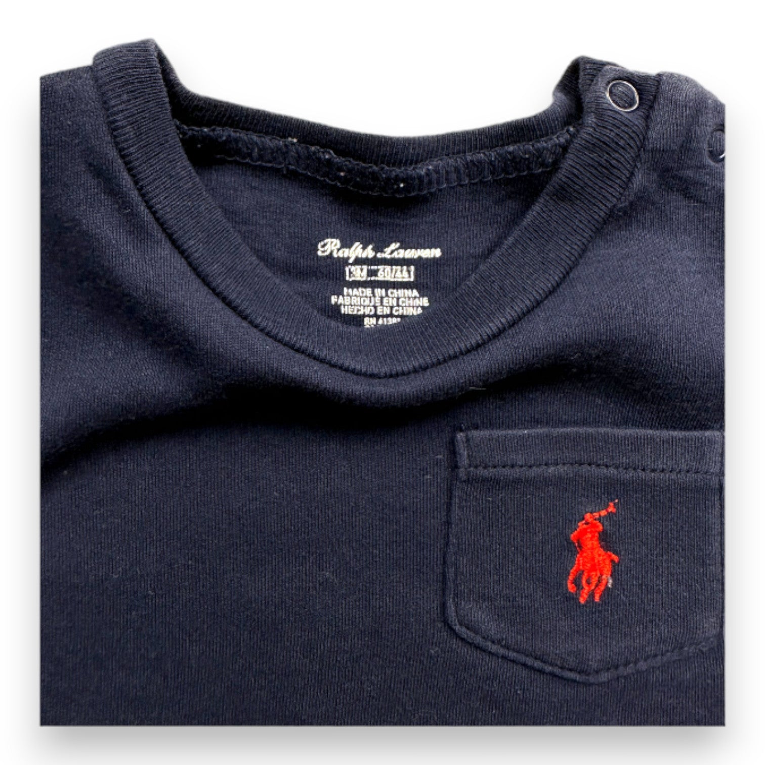 RALPH LAUREN - Body t-shirt bleu marine - 3 mois