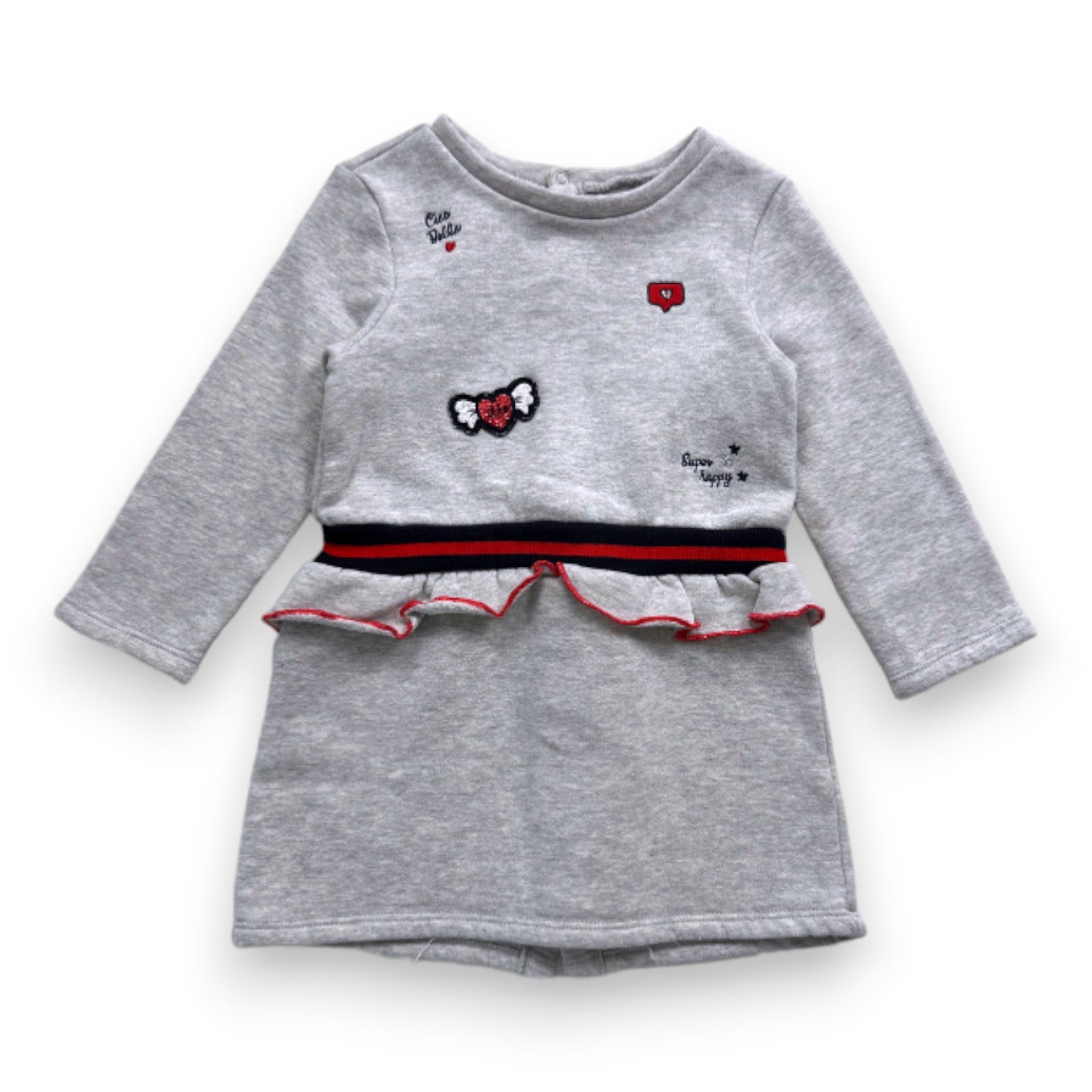 IKKS - Robe grise avec broderies - 2 ans