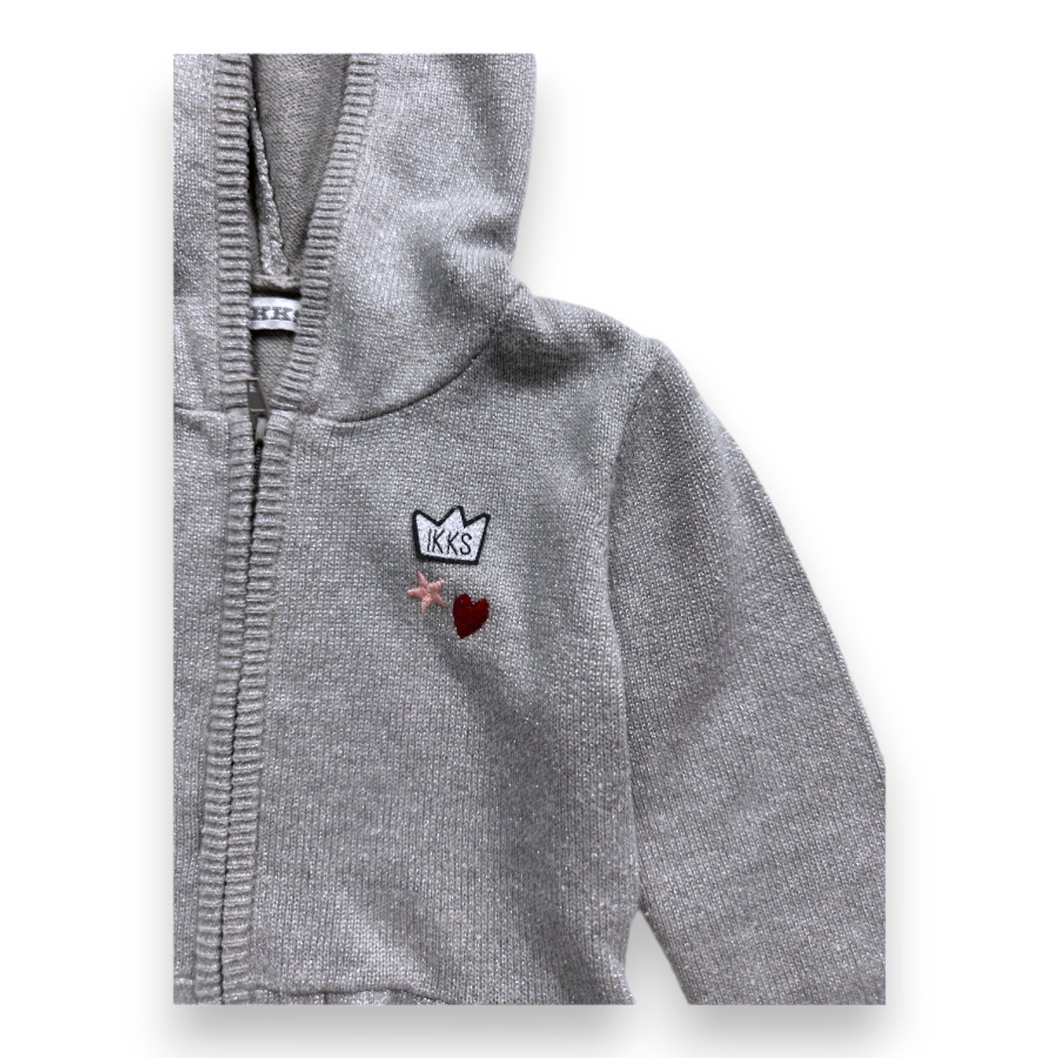 IKKS - Gilet zippé gris à payettes - 18 mois