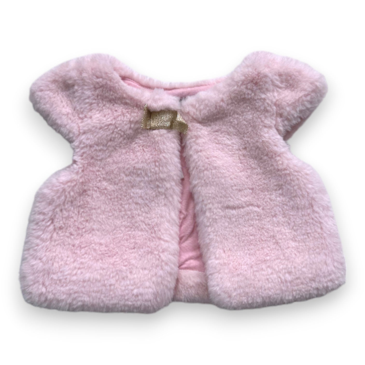 LILI GAUFRETTE - Gilet sans manches en fausse fourrure rose - 6 mois