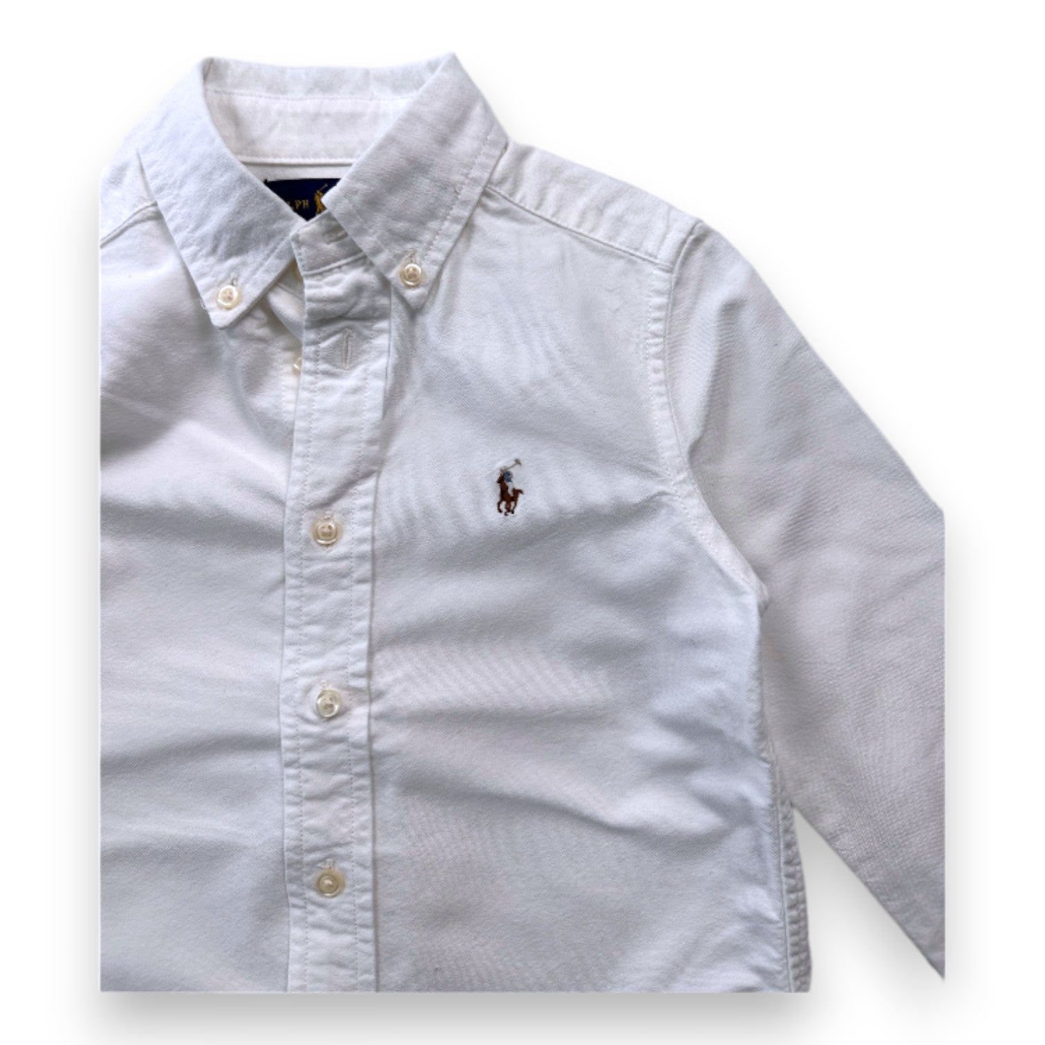 RALPH LAUREN - Chemise à manches longues blanche - 4 ans