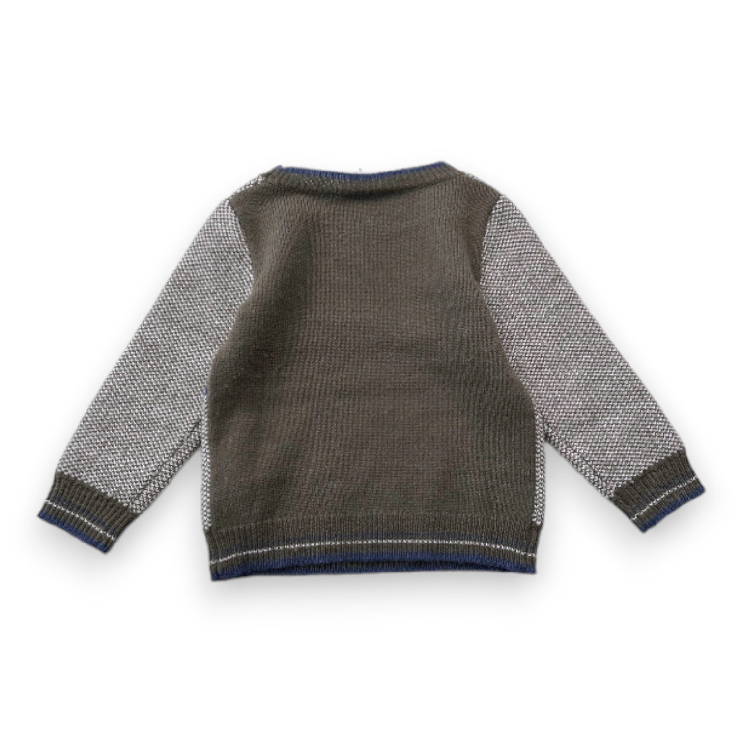 BONTON - Pull en laine vert et bleu - 4 ans