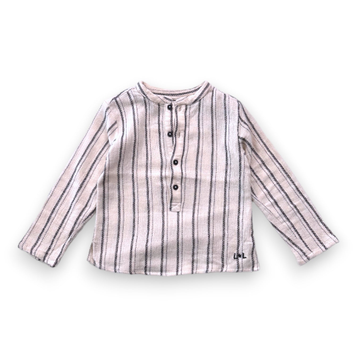 LOUIS LOUISE - Chemise à manches longues beige à rayures noires - 4 ans