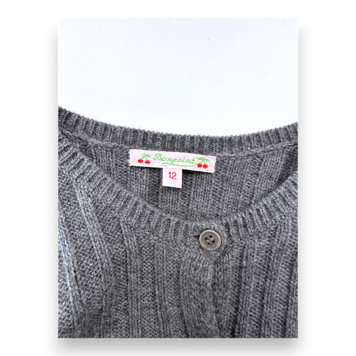 BONPOINT - Cardigan en laine gris avec paillettes - 12 ans