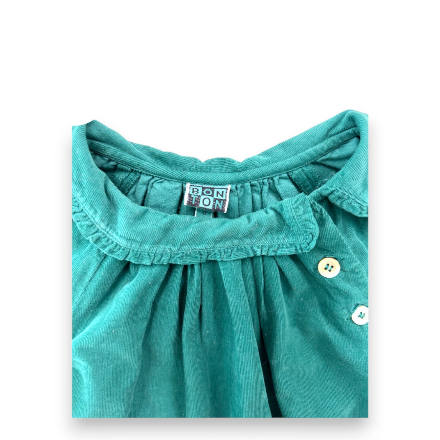 BONTON - Robe verte en velours - 8 ans