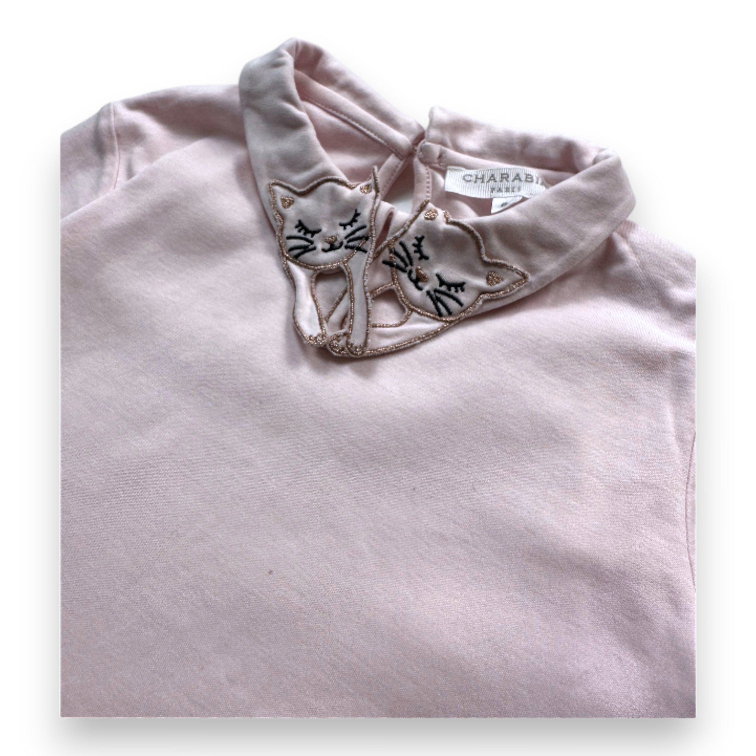 CHARABIA - T-shirt à manches longues rose avec col chat - 6 ans