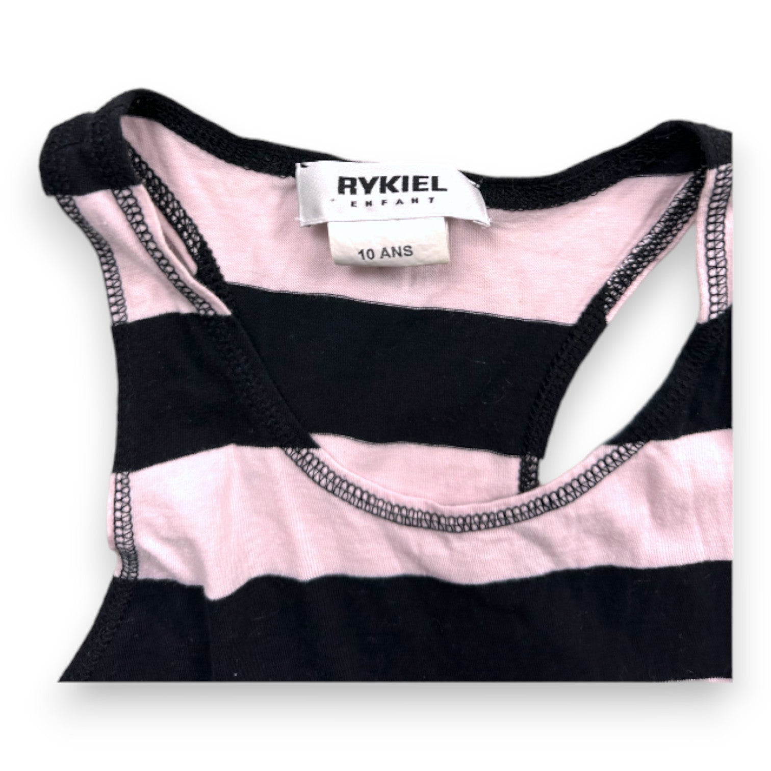 RYKIEL - Robe rose et noire à rayures - 10 ans