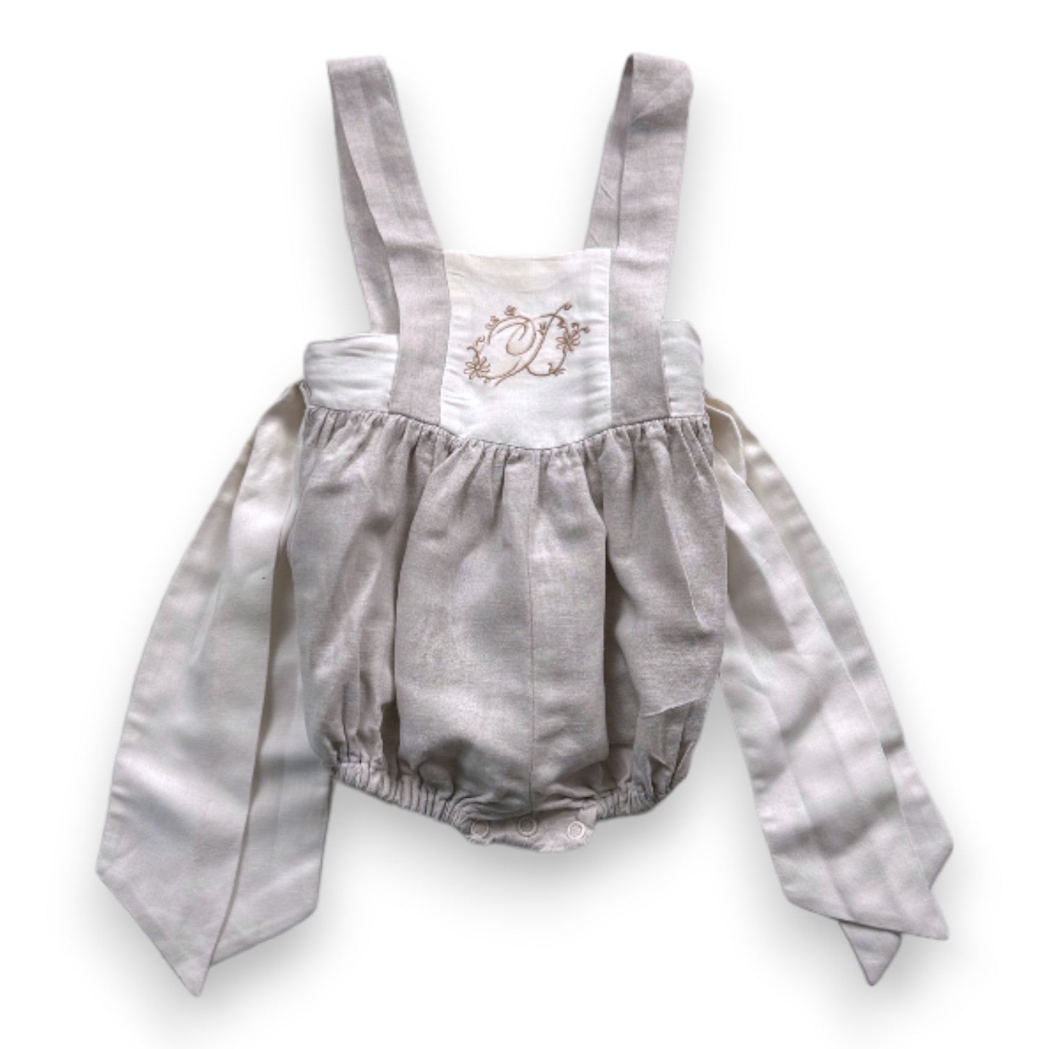 BABY DIOR - Salopette grise avec broderies - 3 mois