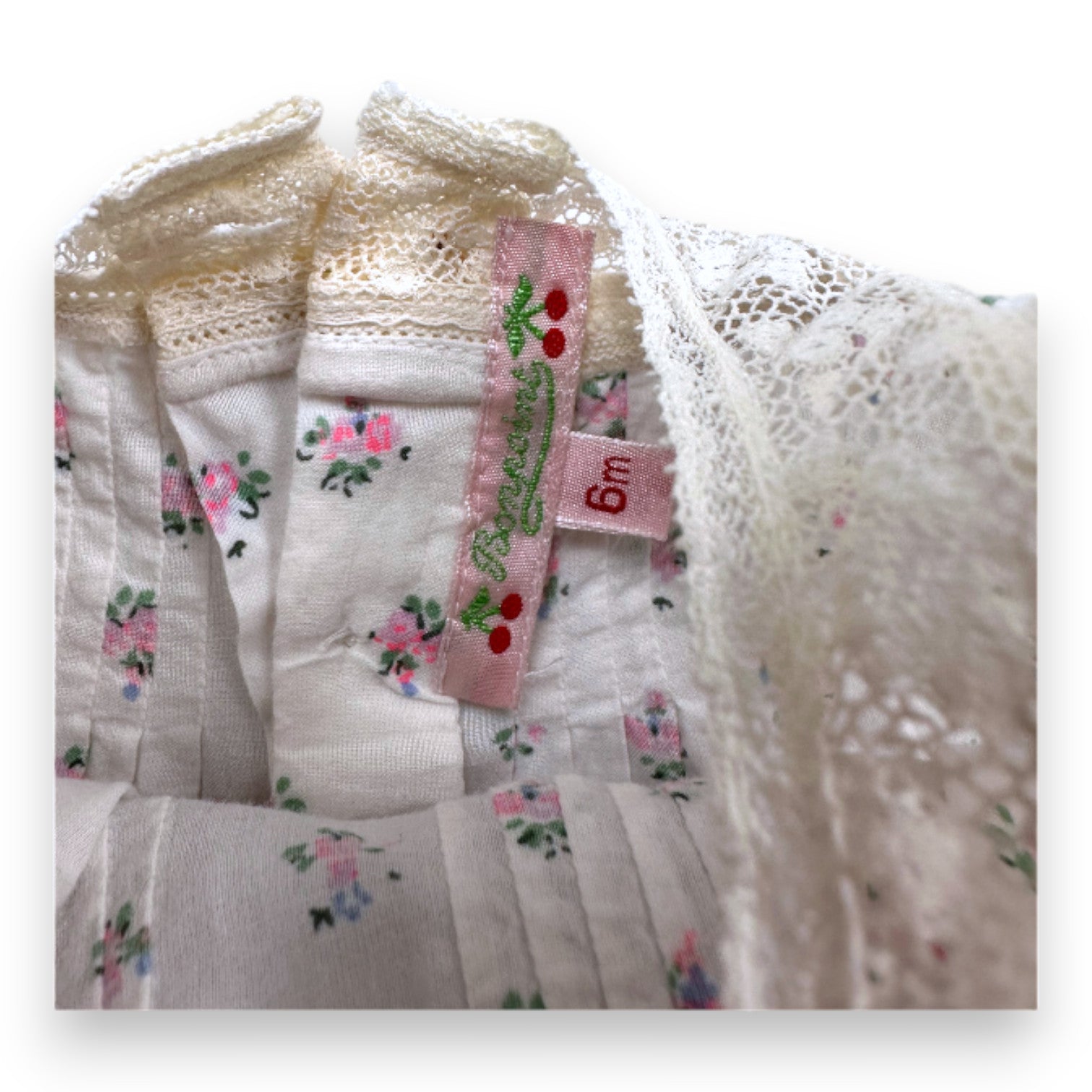 BONPOINT - Robe blance à fleurs à manches courtes - 6 mois