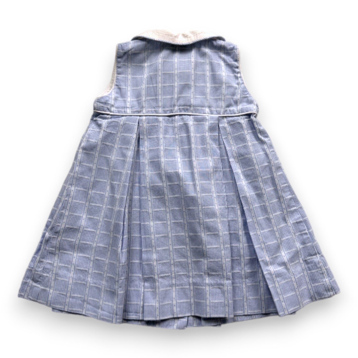 BABY DIOR - Robe bleue à carreaux à manches courtes - 3 mois