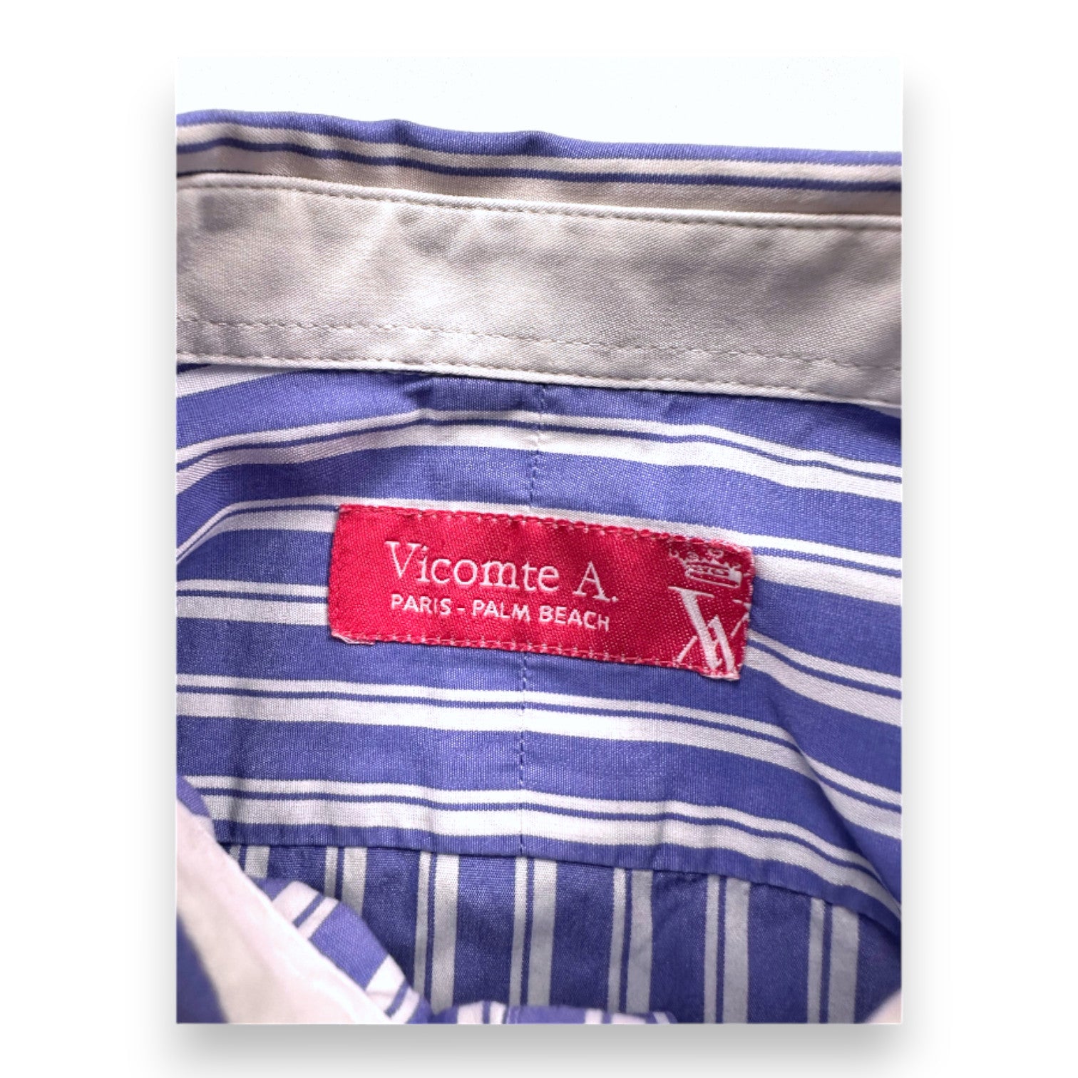 VICOMTE A - Chemise bleue et blanche à manches longues - 8 ans
