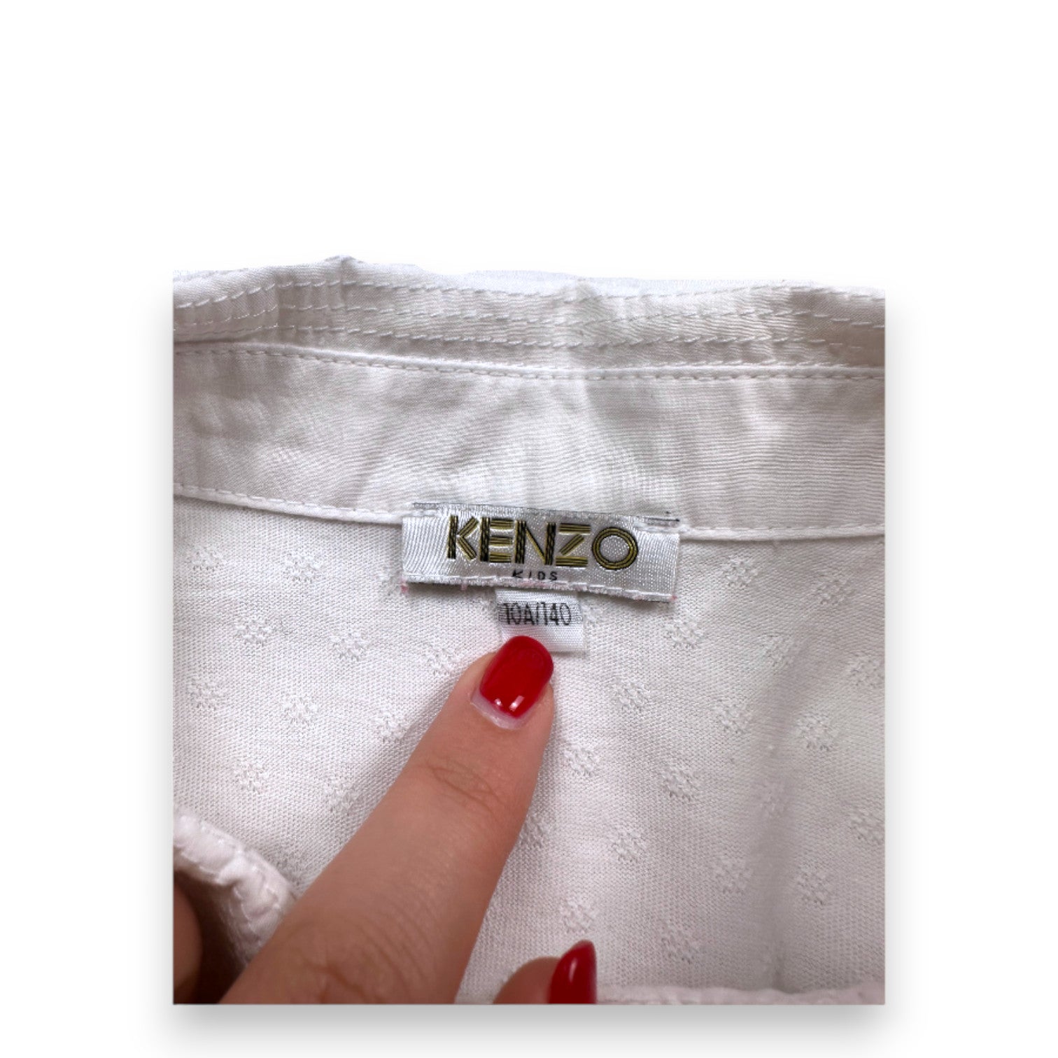 KENZO - Robe blanche et rose à manches courtes - 10 ans