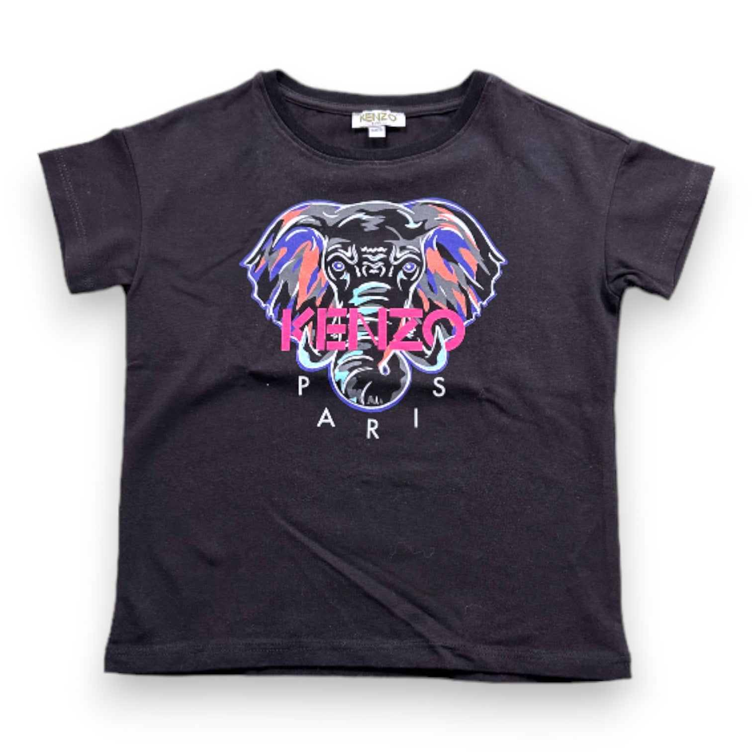 KENZO - T-shirt noir à manches courtes avec imprimé - 6 ans