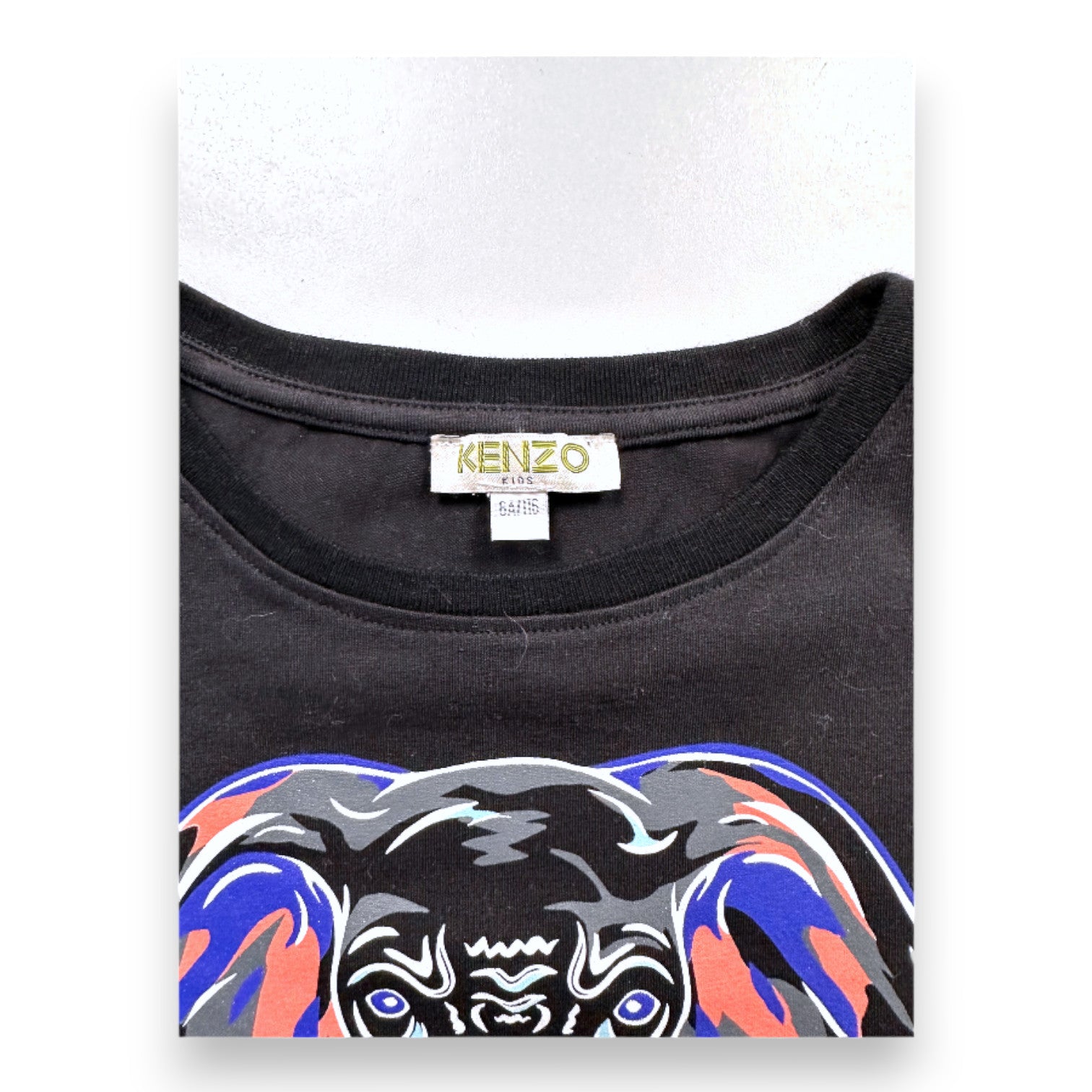 KENZO - T-shirt noir à manches courtes avec imprimé - 6 ans